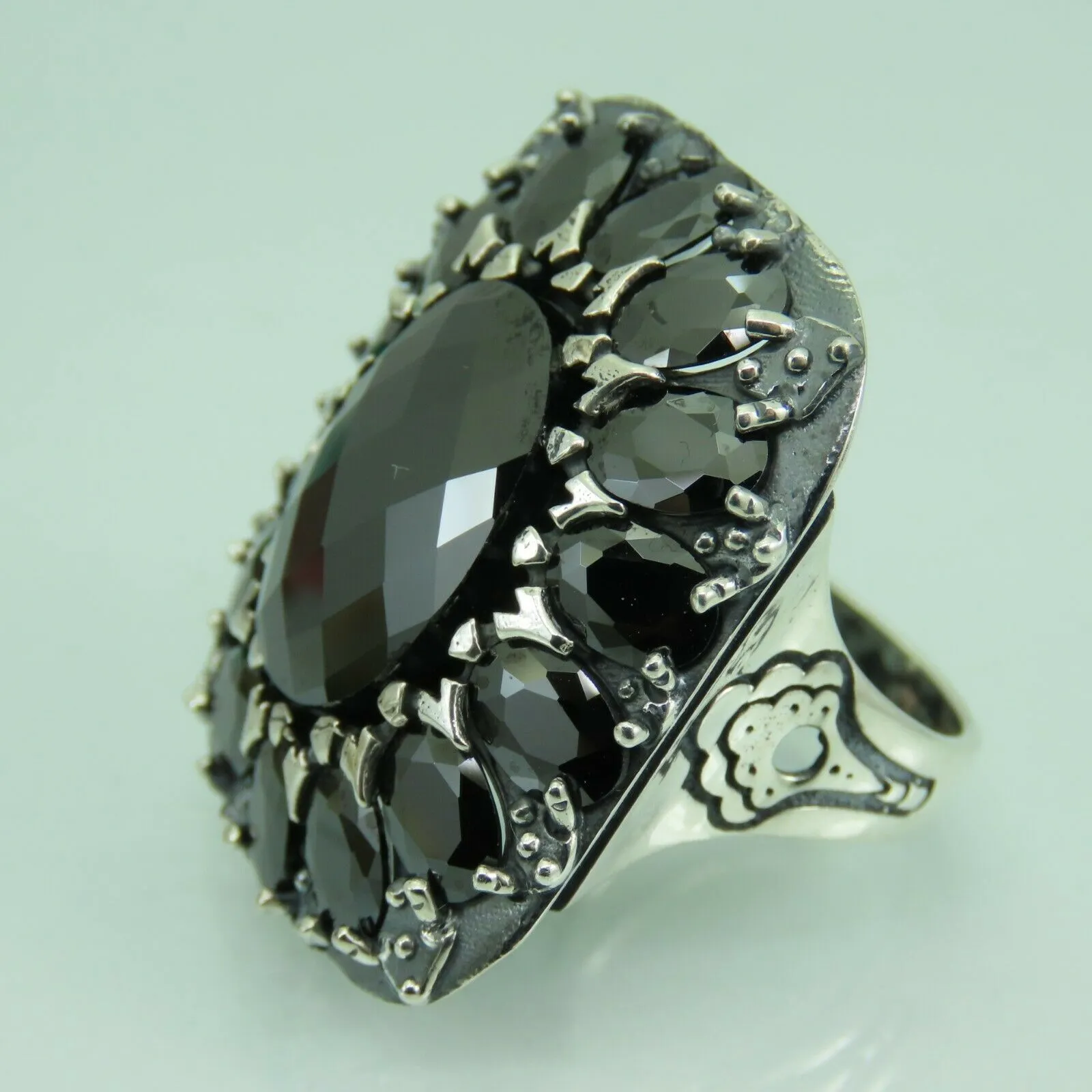 Turkish Handmade Jewelry 925 Sterling Silver Onyx Stone Mens Rings