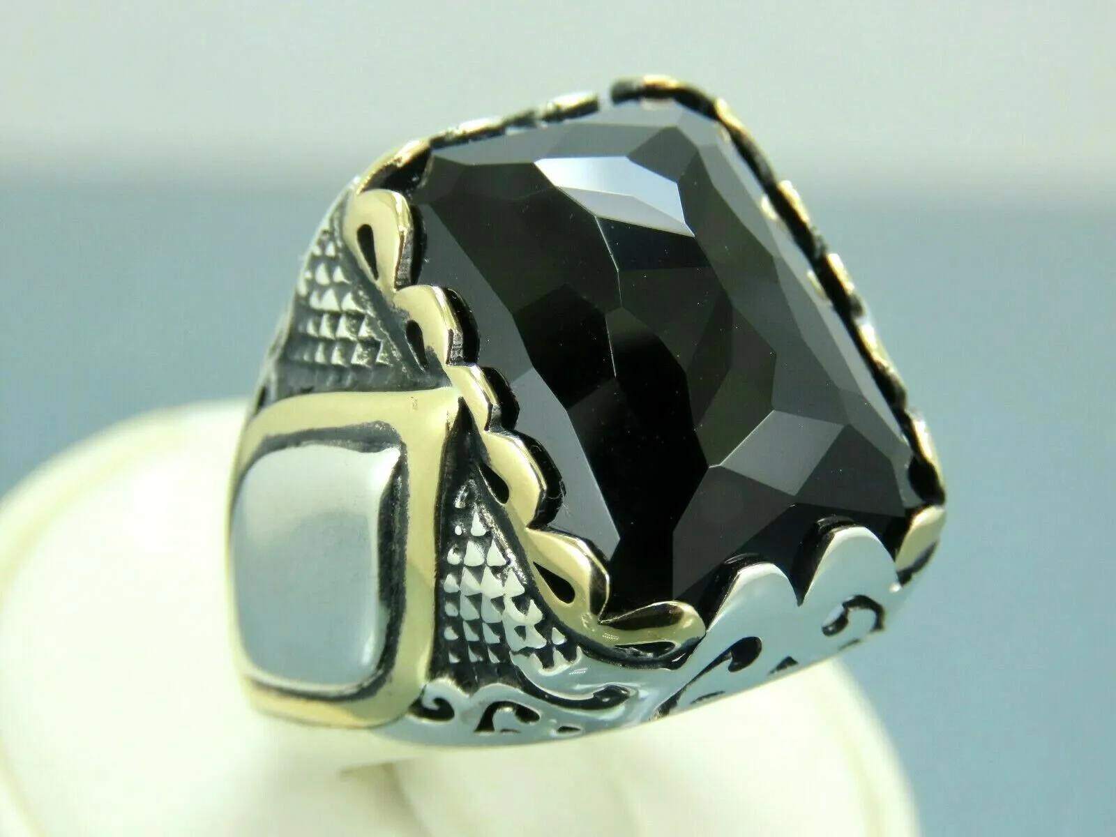 Turkish Handmade Jewelry 925 Sterling Silver Onyx Stone Mens Rings