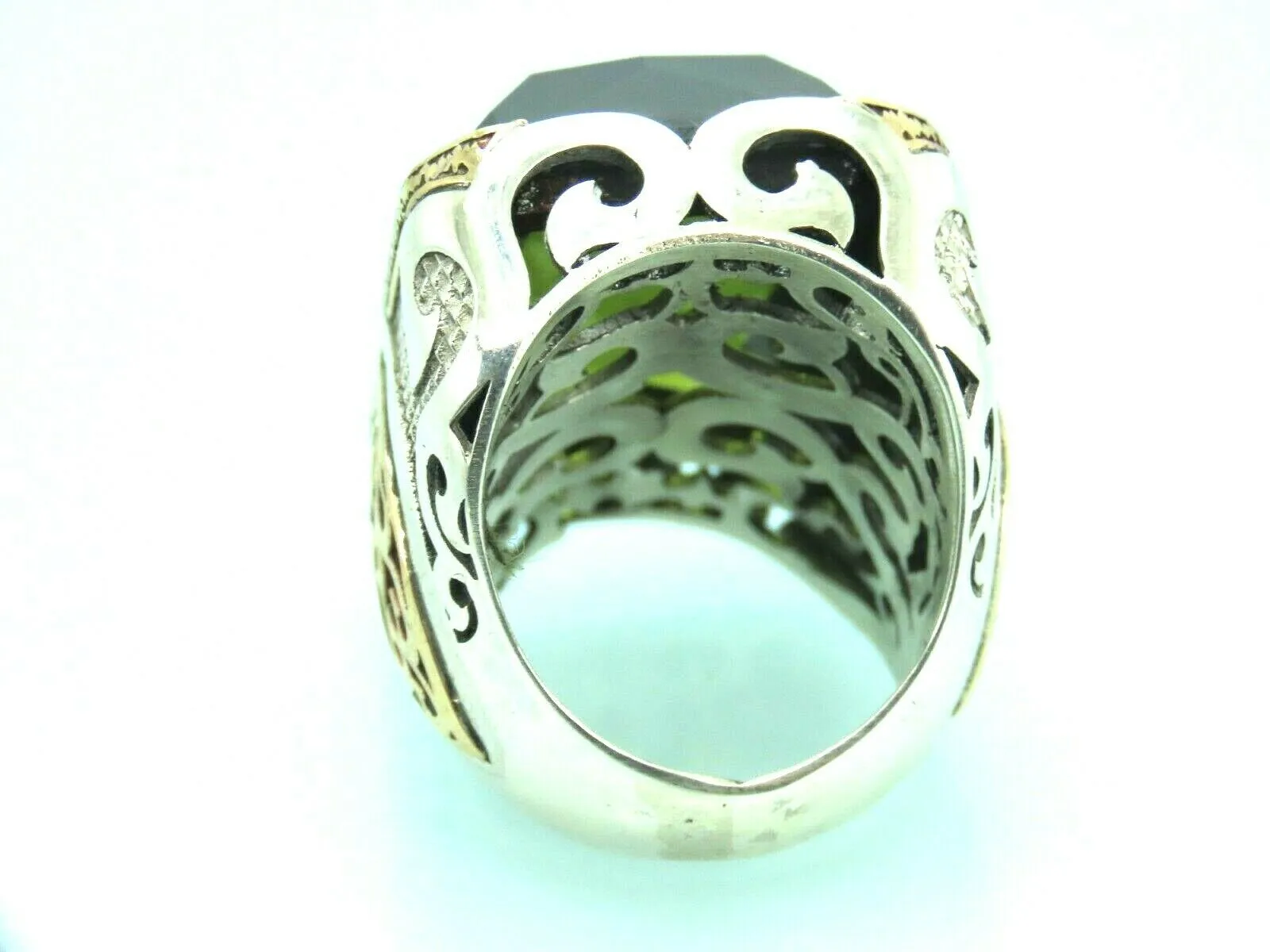 Turkish Handmade Jewelry 925 Sterling Silver Peridot Stone Men's Rings