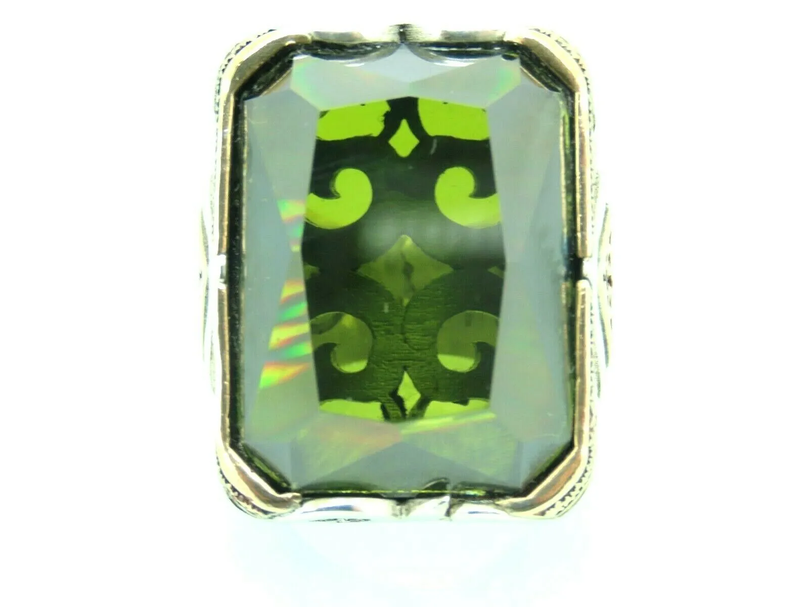 Turkish Handmade Jewelry 925 Sterling Silver Peridot Stone Men's Rings