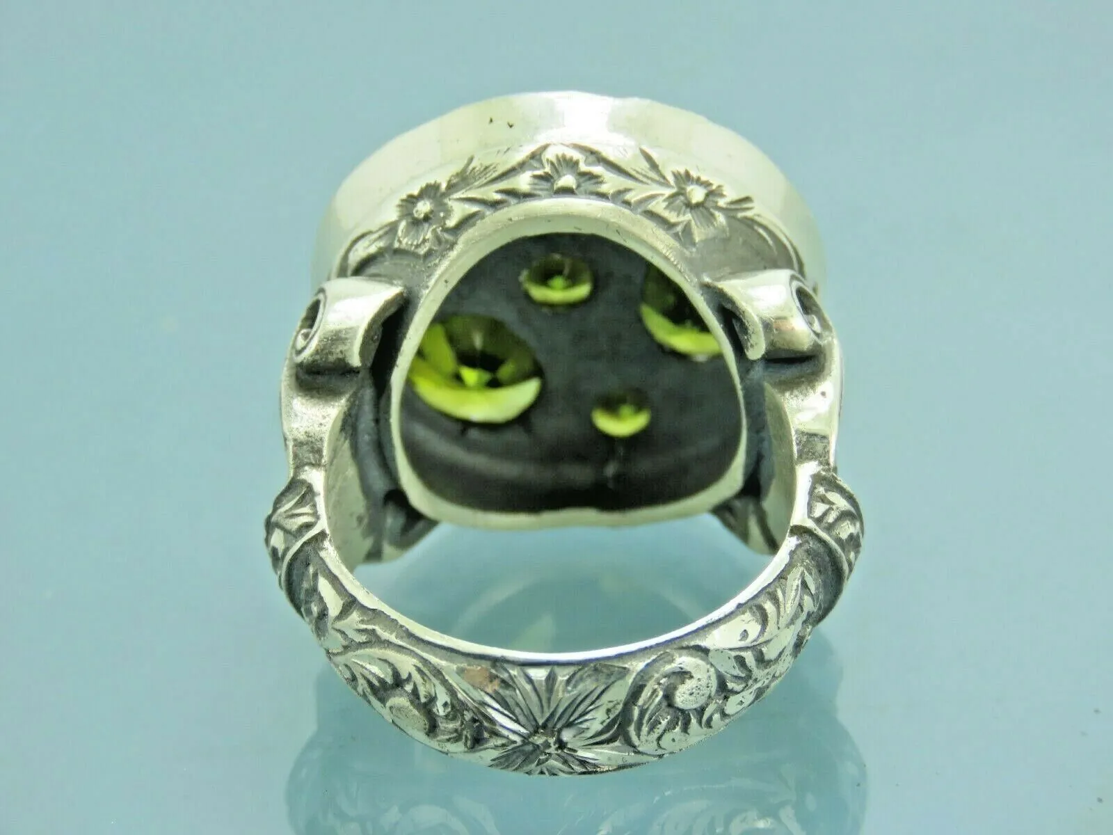 Turkish Handmade Jewelry 925 Sterling Silver Peridot Stone Men's Rings