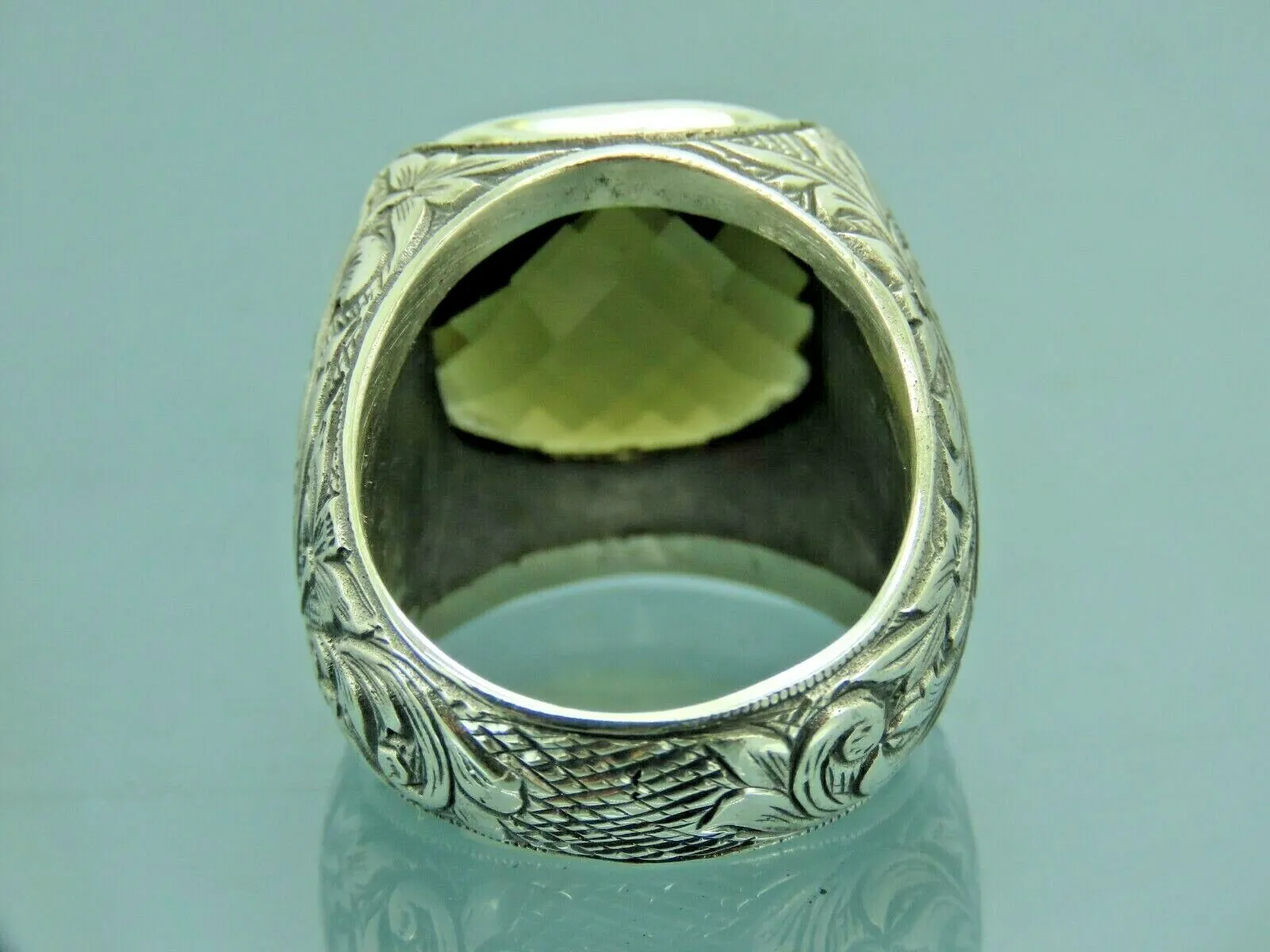 Turkish Handmade Jewelry 925 Sterling Silver Peridot Stone Men's Rings