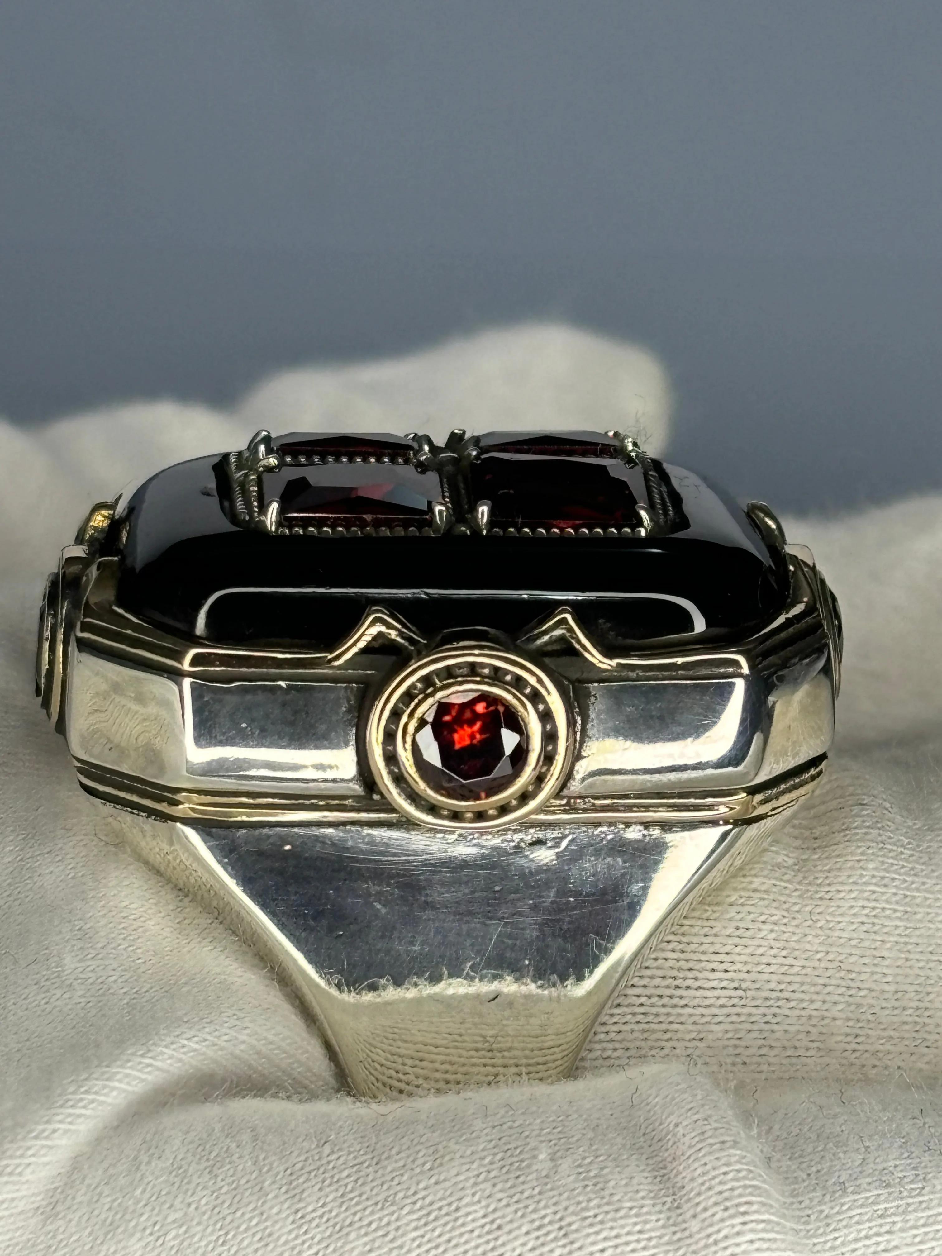 Turkish Handmade Jewelry 925 Sterling Silver Ruby Stone Mens Rings