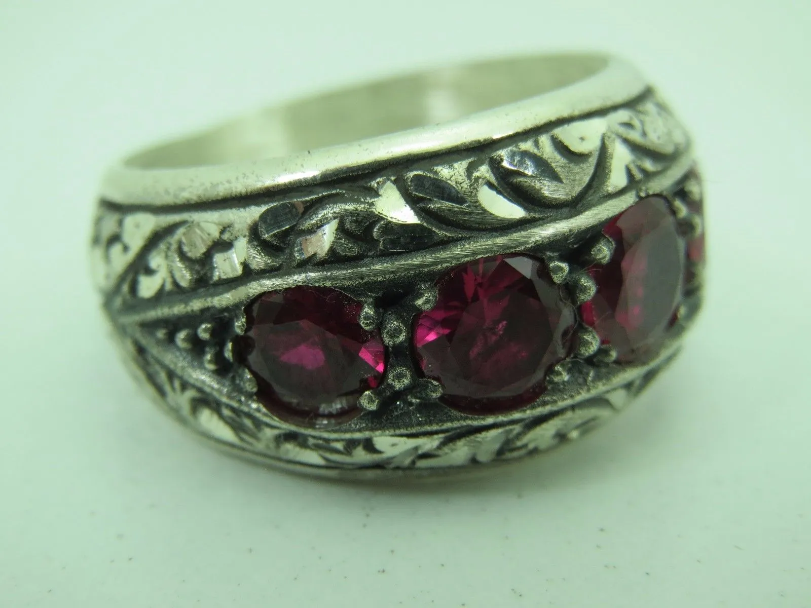 Turkish Handmade Jewelry 925 Sterling Silver Ruby Stone Mens Rings