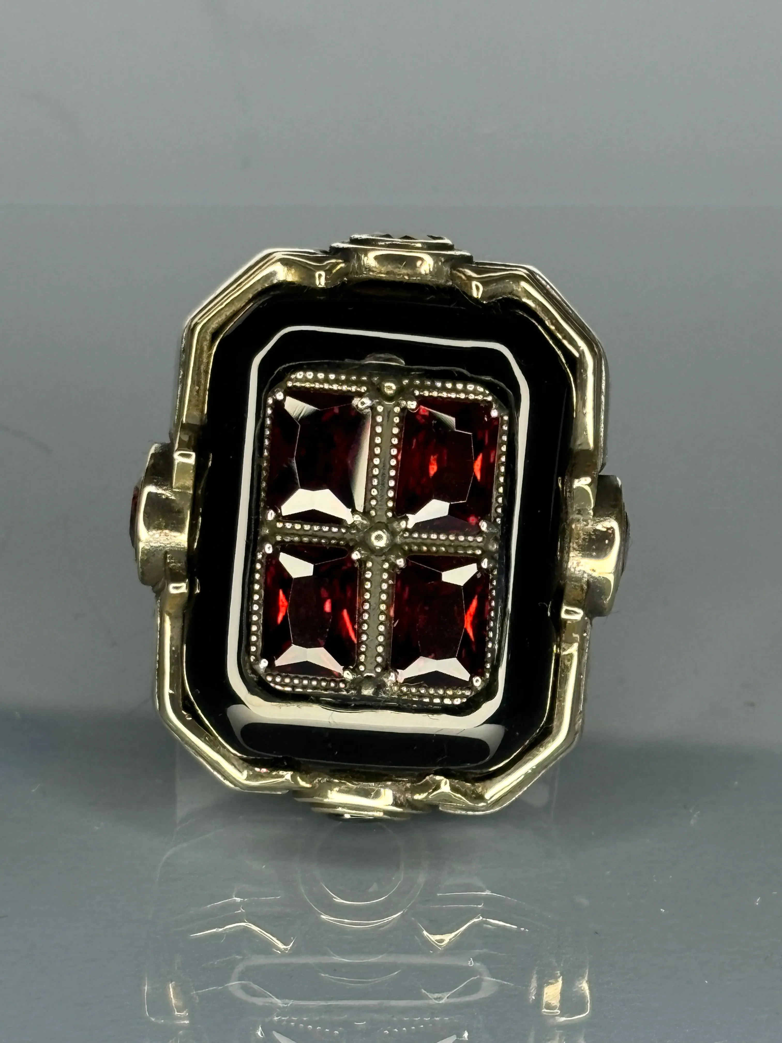Turkish Handmade Jewelry 925 Sterling Silver Ruby Stone Mens Rings
