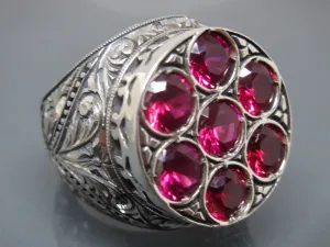 Turkish Handmade Jewelry 925 Sterling Silver Ruby Stone Mens Rings
