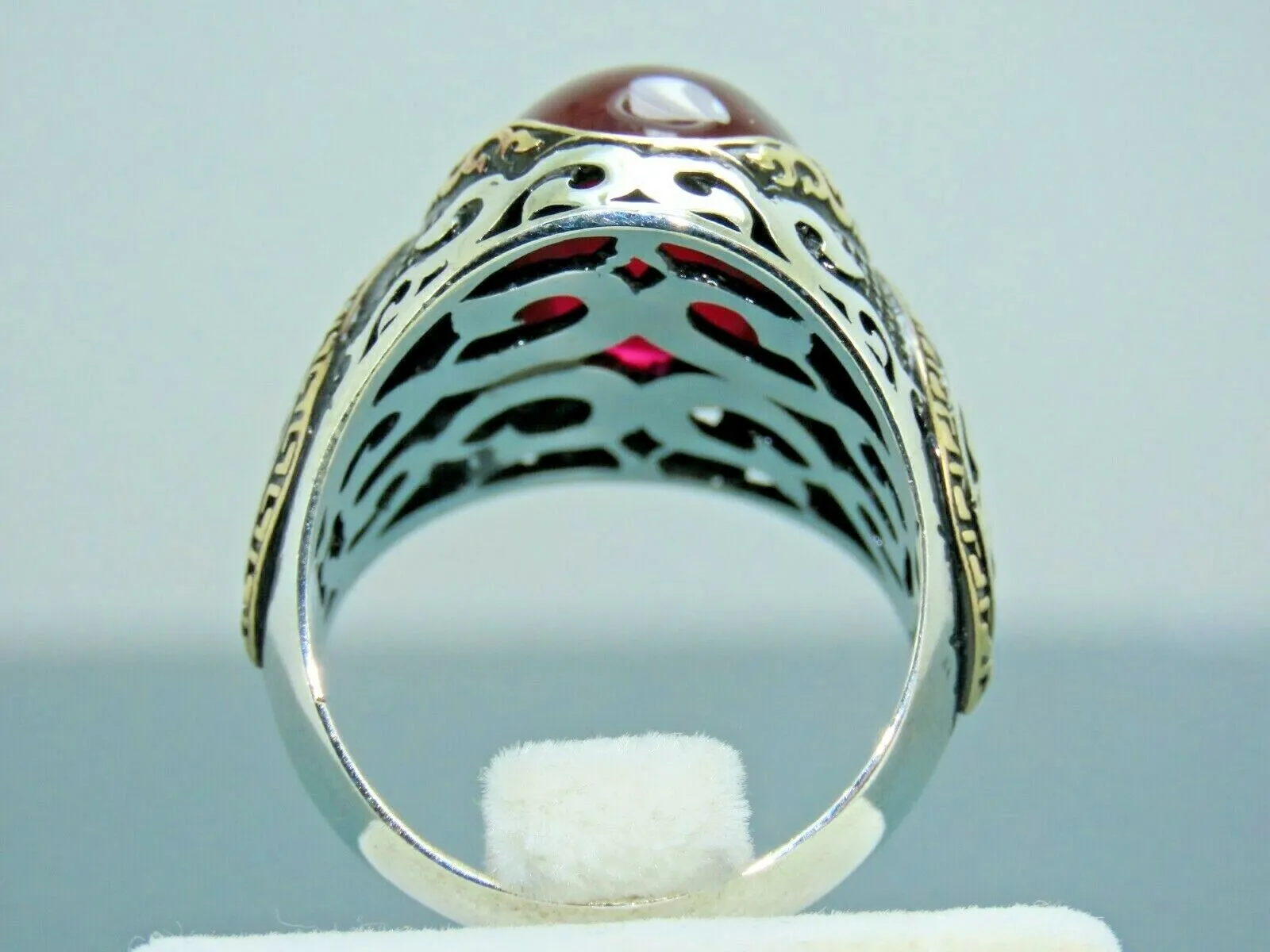 Turkish Handmade Jewelry 925 Sterling Silver Ruby Stone Mens Rings