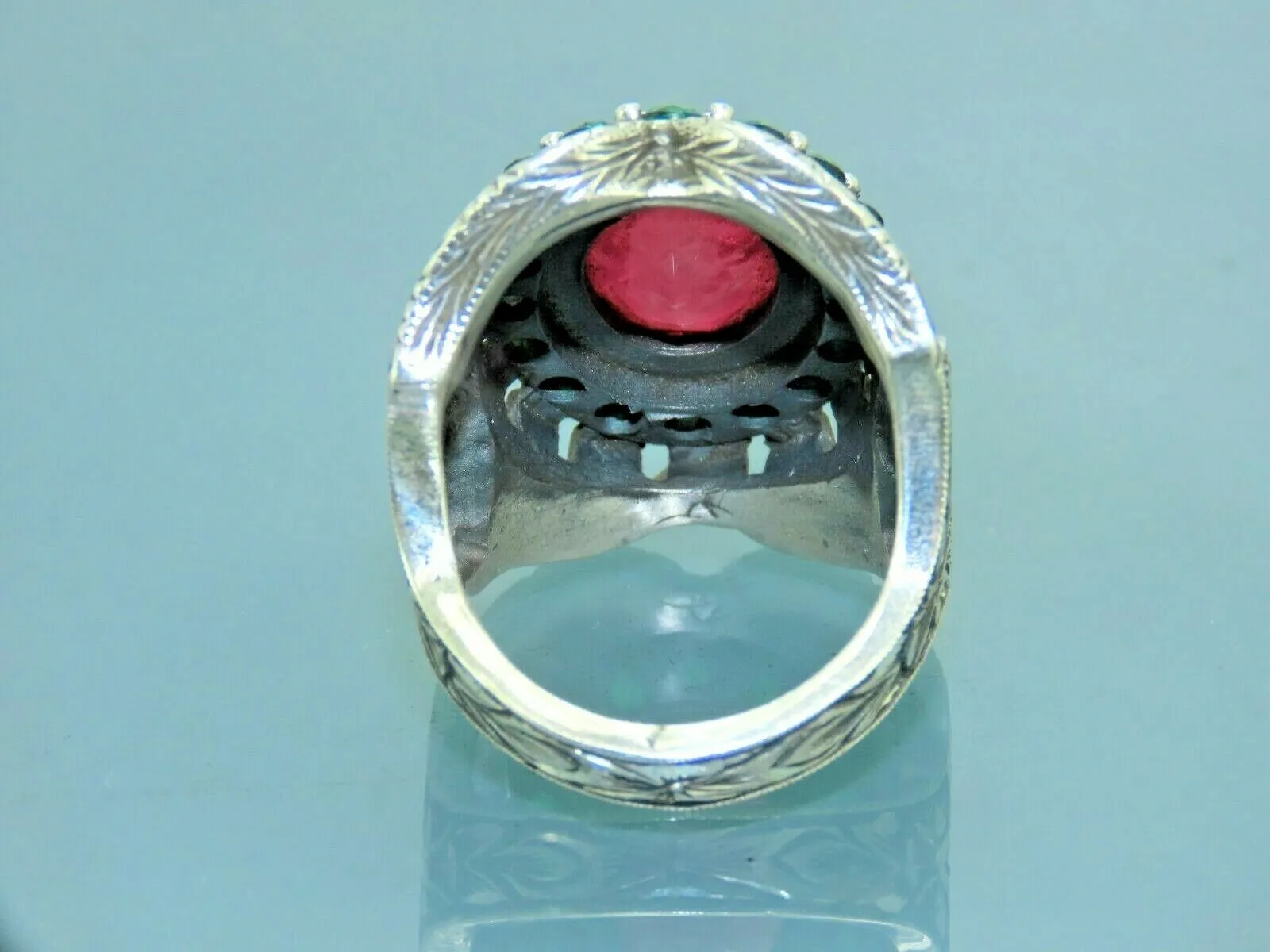 Turkish Handmade Jewelry 925 Sterling Silver Ruby Stone Mens Rings