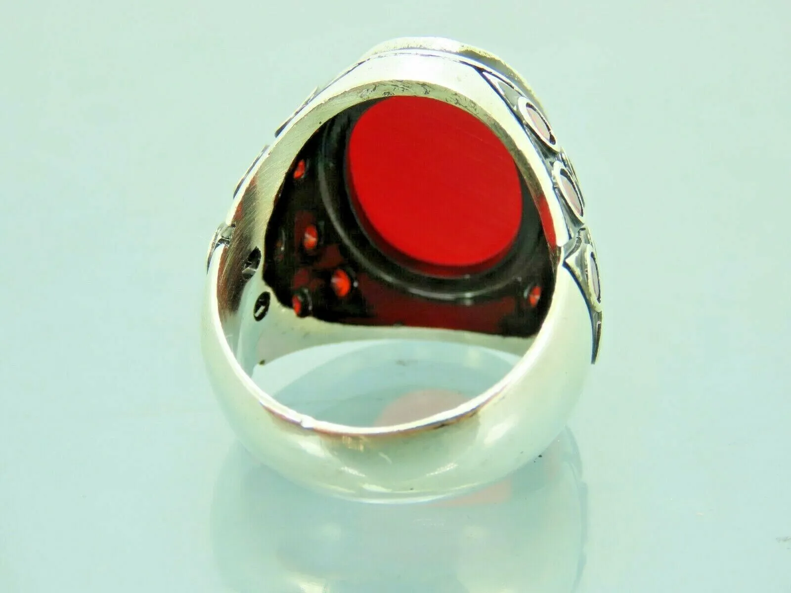 Turkish Handmade Jewelry 925 Sterling Silver Ruby Stone Mens Rings