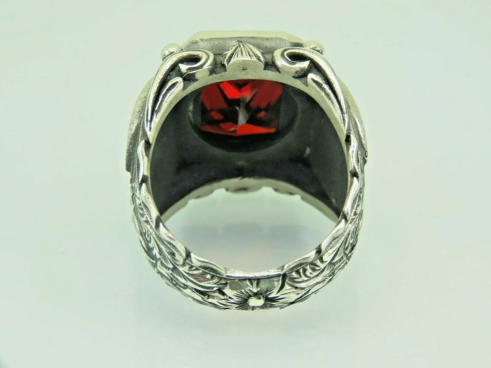 Turkish Handmade Jewelry 925 Sterling Silver Ruby Stone Mens Rings