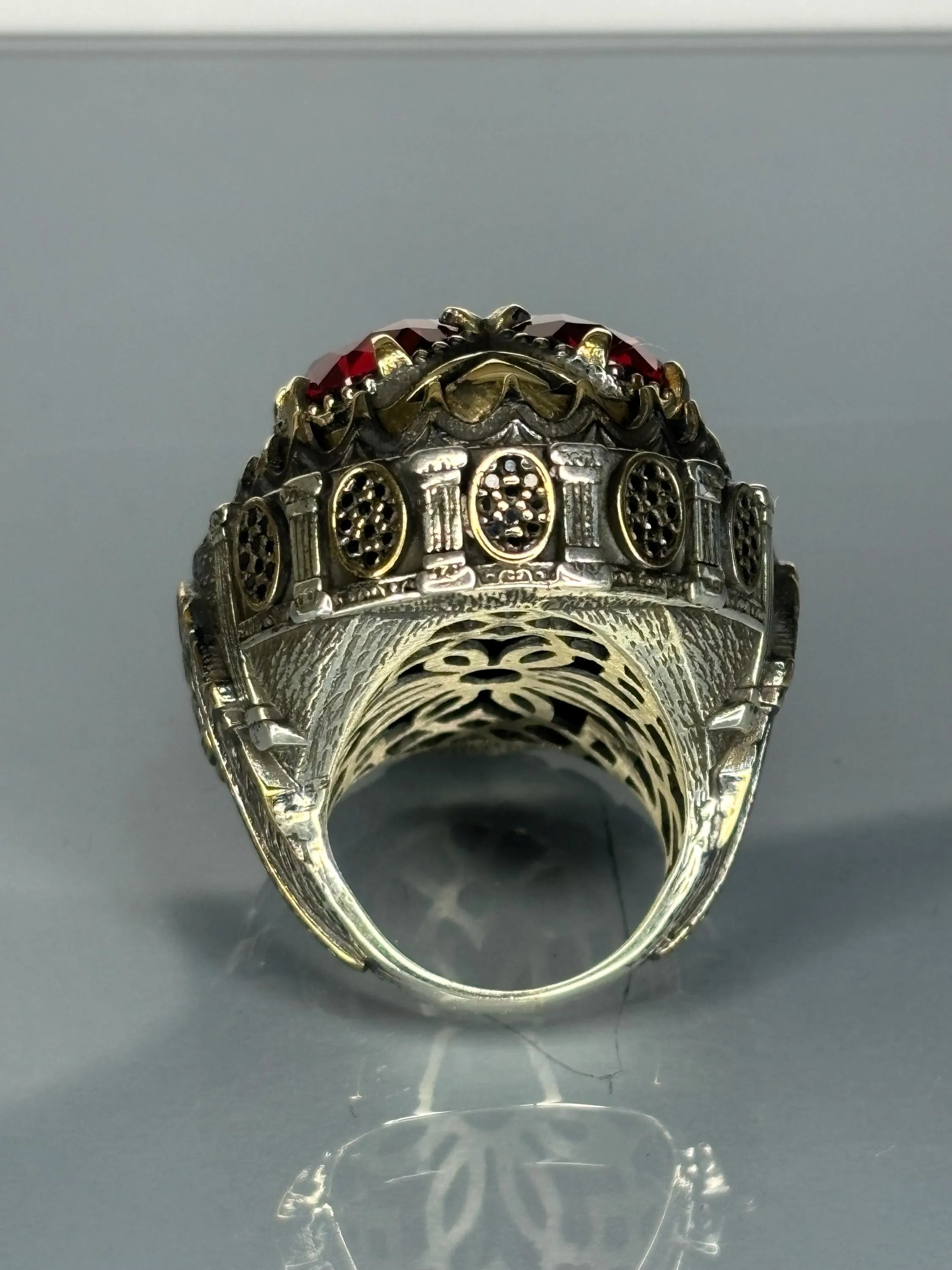 Turkish Handmade Jewelry 925 Sterling Silver Ruby Stone Mens Rings