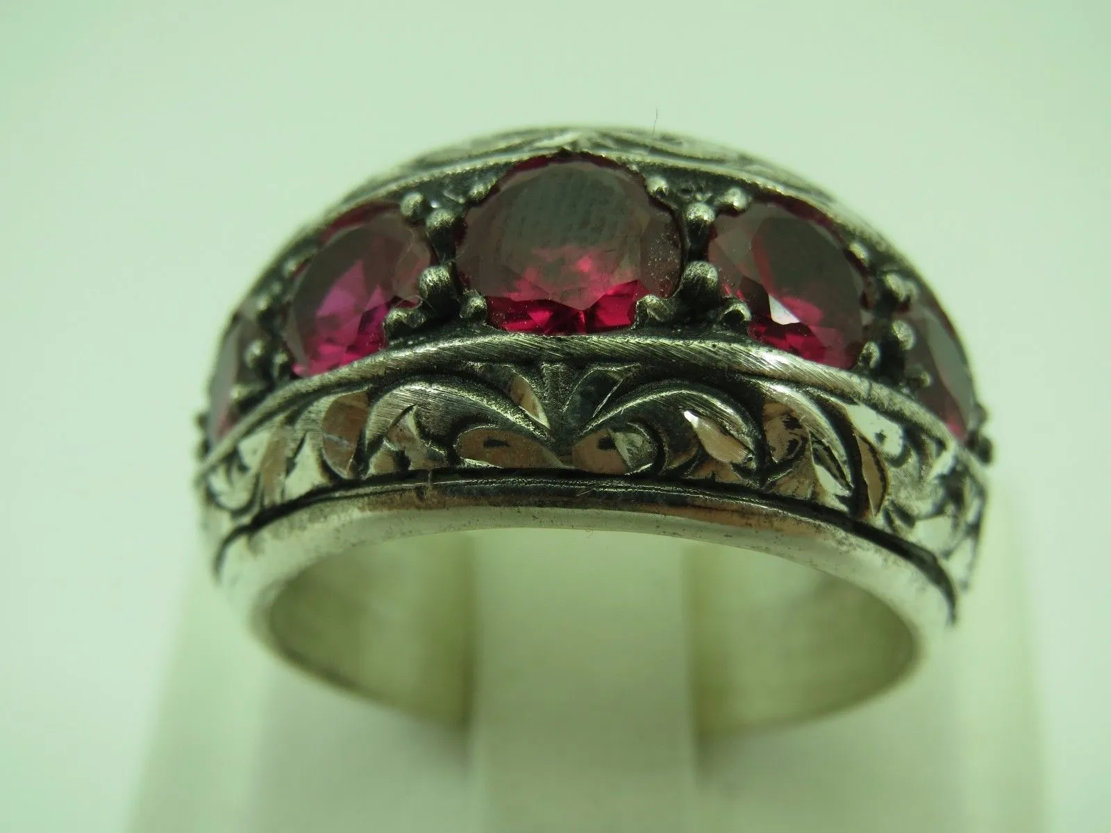 Turkish Handmade Jewelry 925 Sterling Silver Ruby Stone Mens Rings