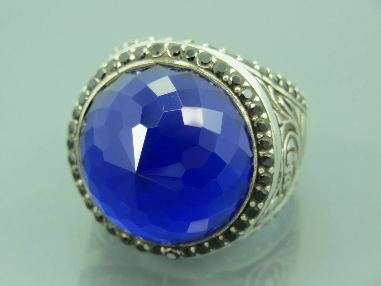 Turkish Handmade Jewelry 925 Sterling Silver Sapphire Stone Mens Rings