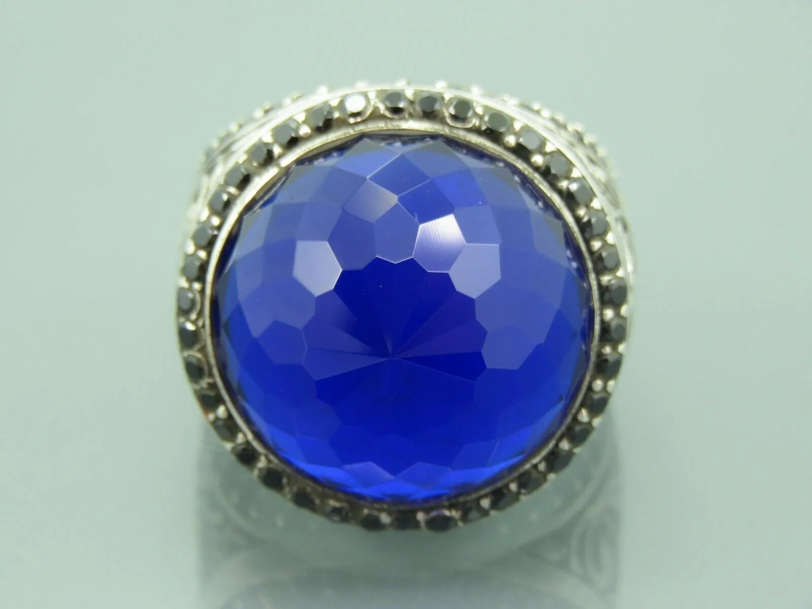 Turkish Handmade Jewelry 925 Sterling Silver Sapphire Stone Mens Rings