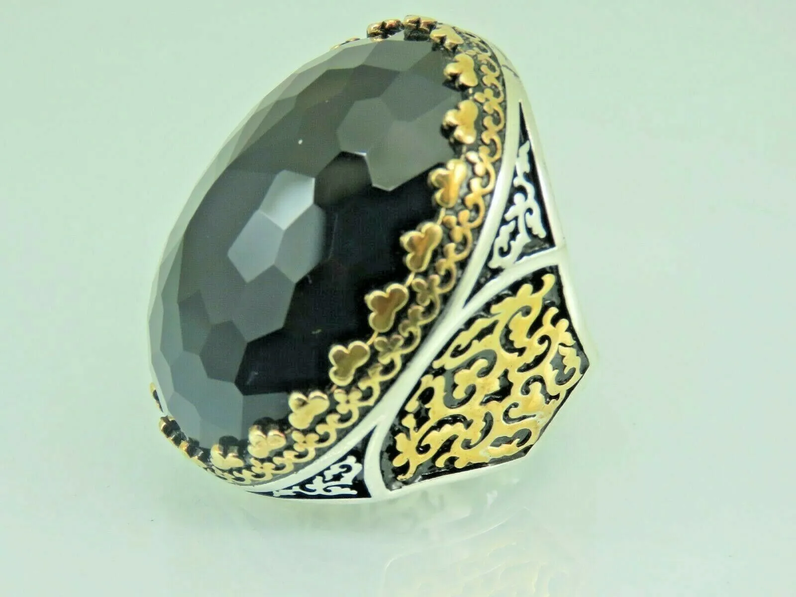 Turkish Handmade Jewelry 925 Sterling Silver Sapphire Stone Mens Rings