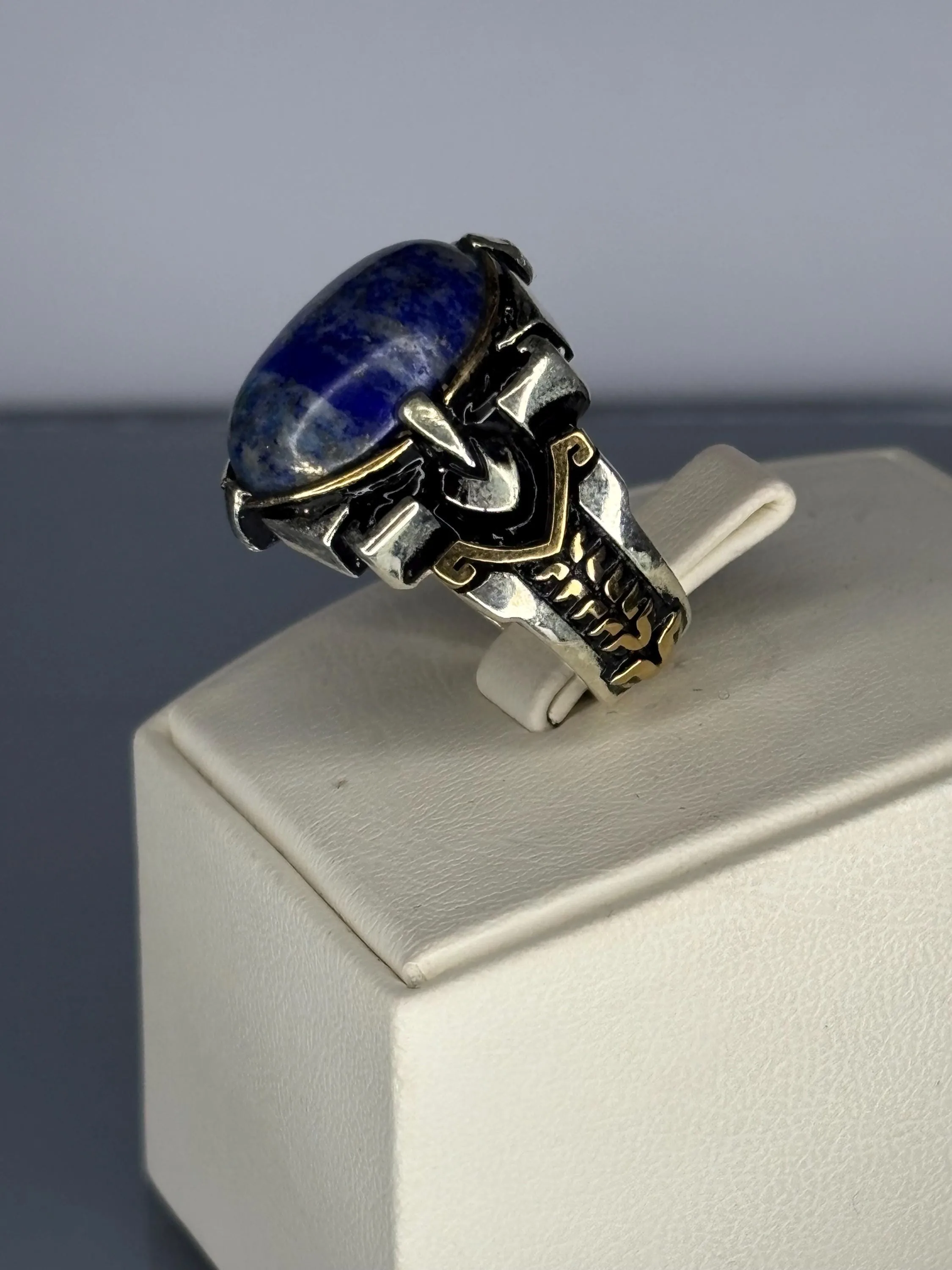 Turkish Handmade Jewelry 925 Sterling Silver Sodalite Stone Men's Rings