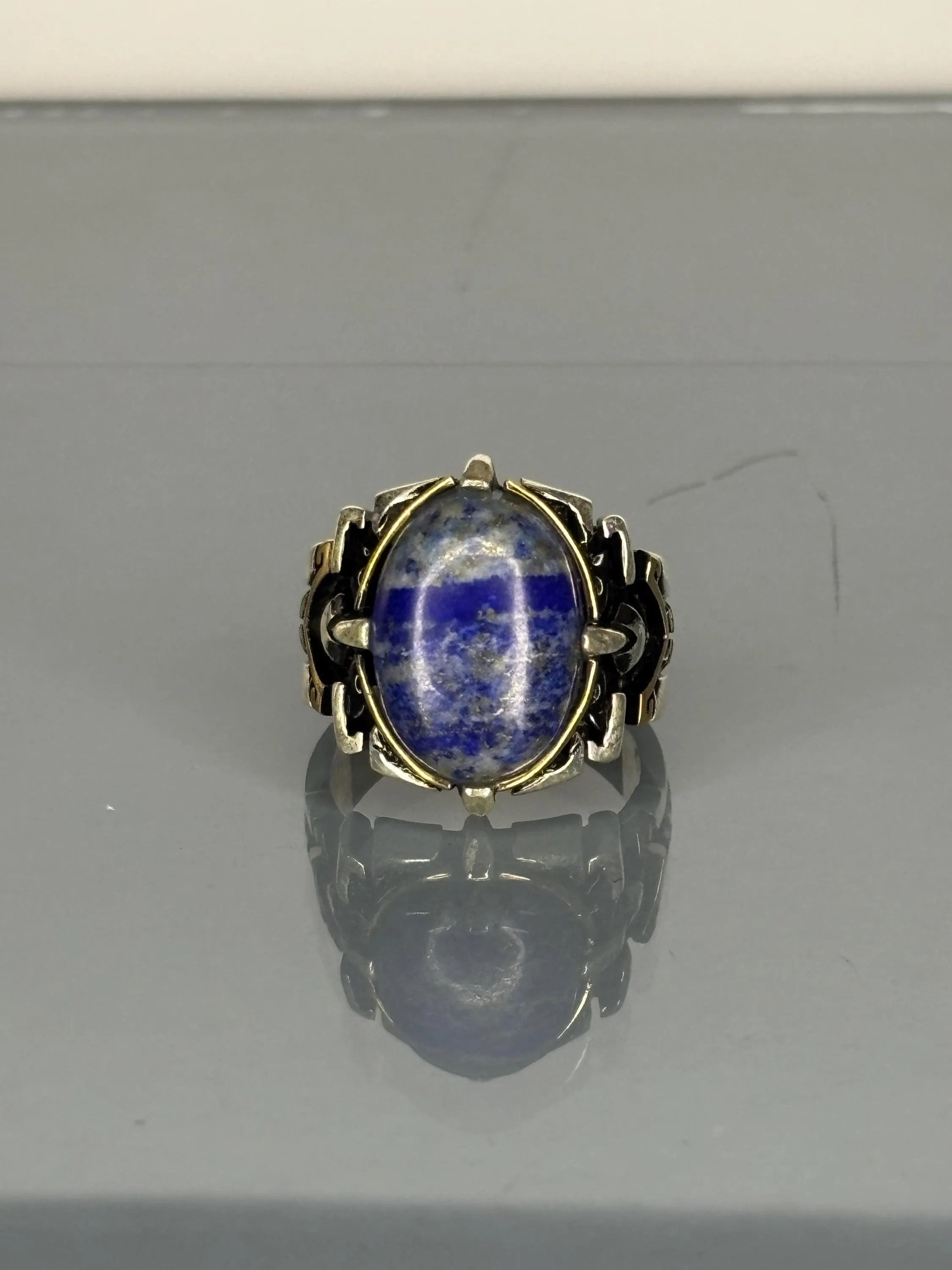 Turkish Handmade Jewelry 925 Sterling Silver Sodalite Stone Men's Rings