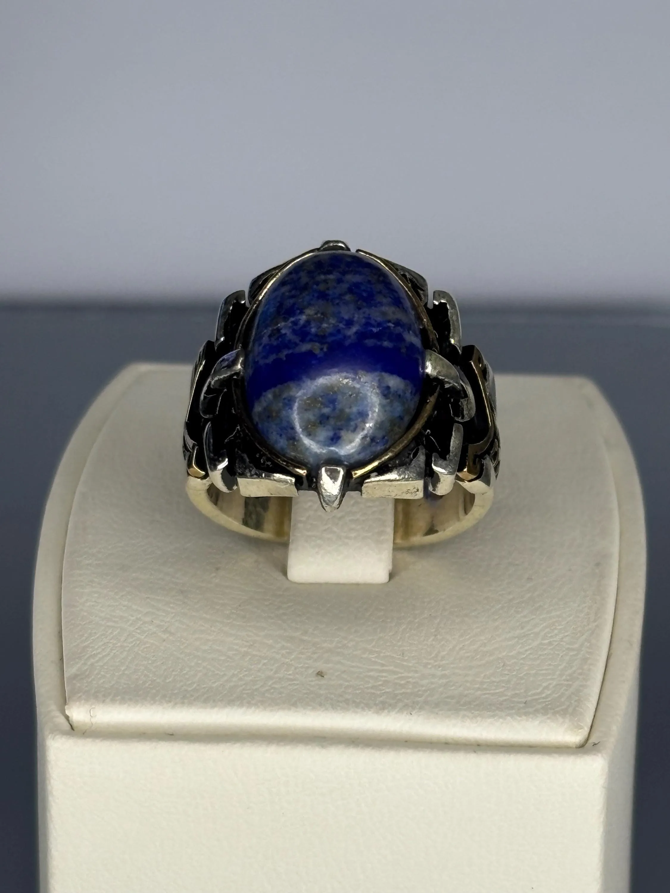Turkish Handmade Jewelry 925 Sterling Silver Sodalite Stone Men's Rings