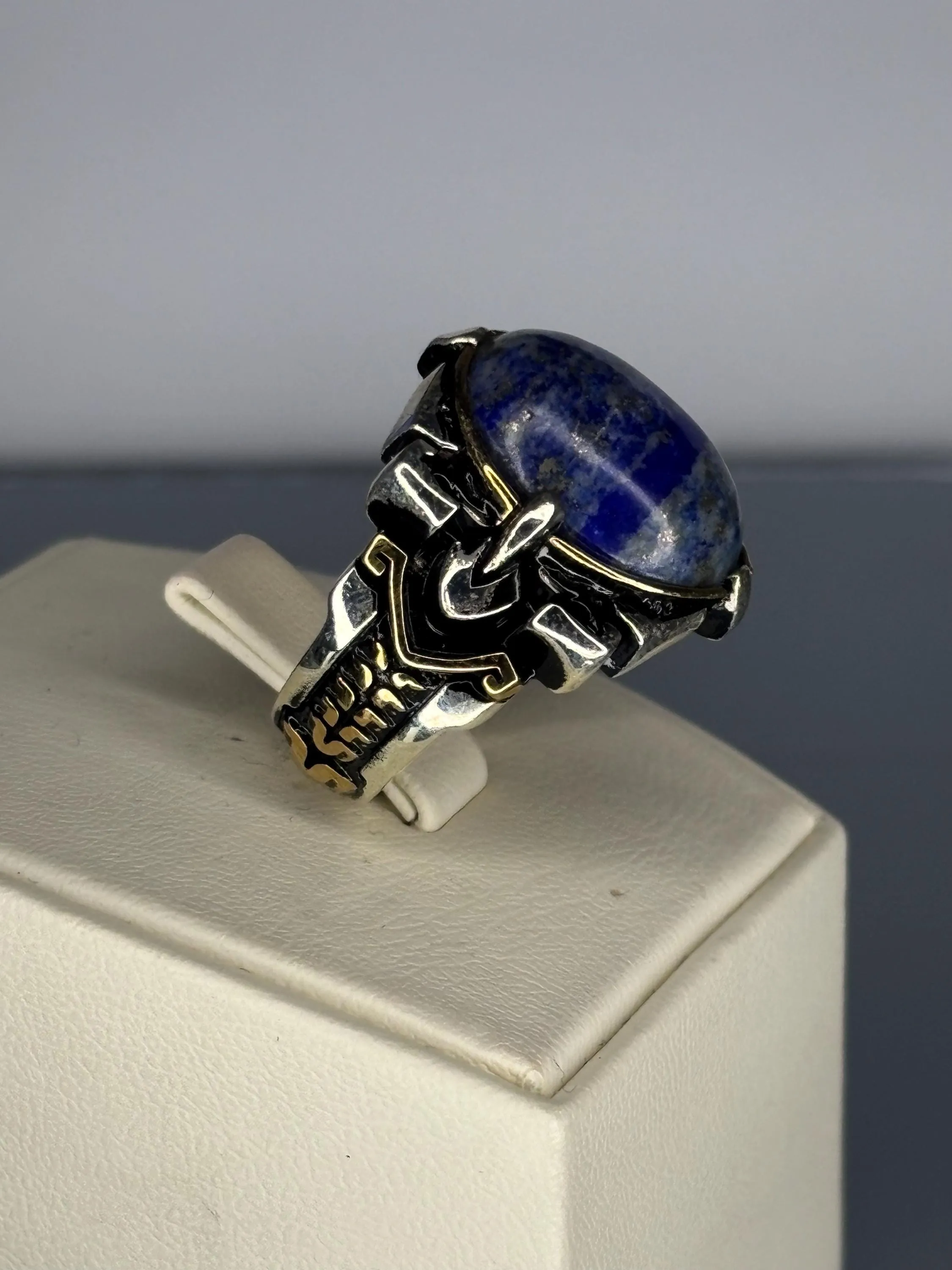 Turkish Handmade Jewelry 925 Sterling Silver Sodalite Stone Men's Rings