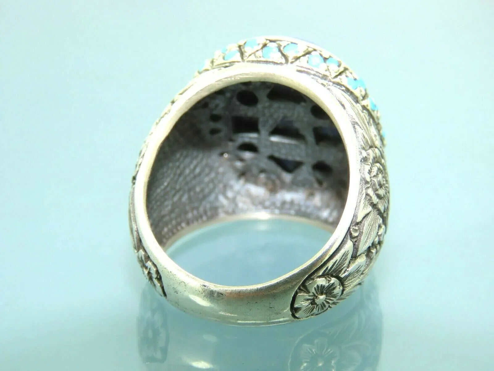 Turkish Handmade Jewelry 925 Sterling Silver Sodalite Stone Men's Rings