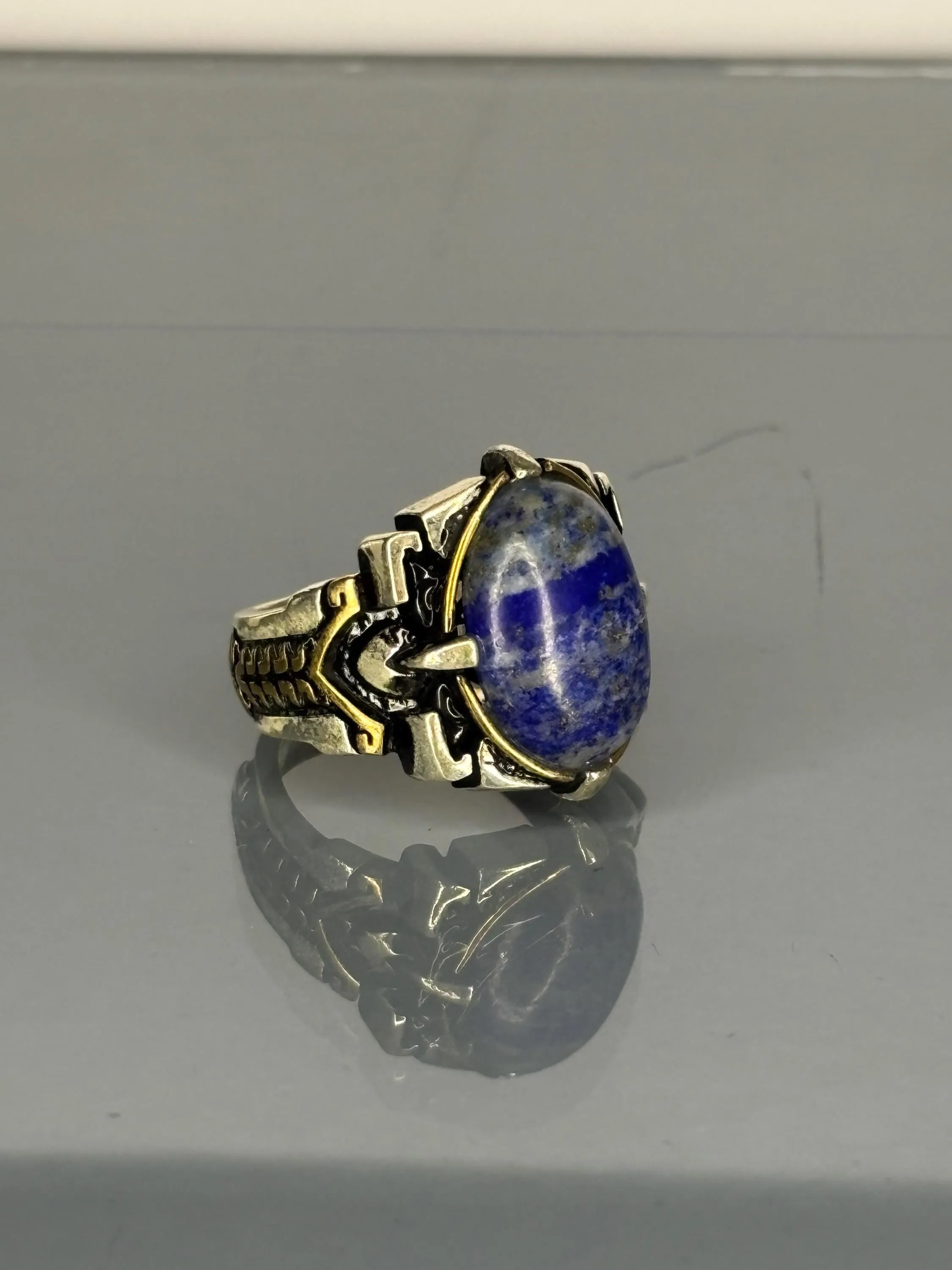 Turkish Handmade Jewelry 925 Sterling Silver Sodalite Stone Men's Rings
