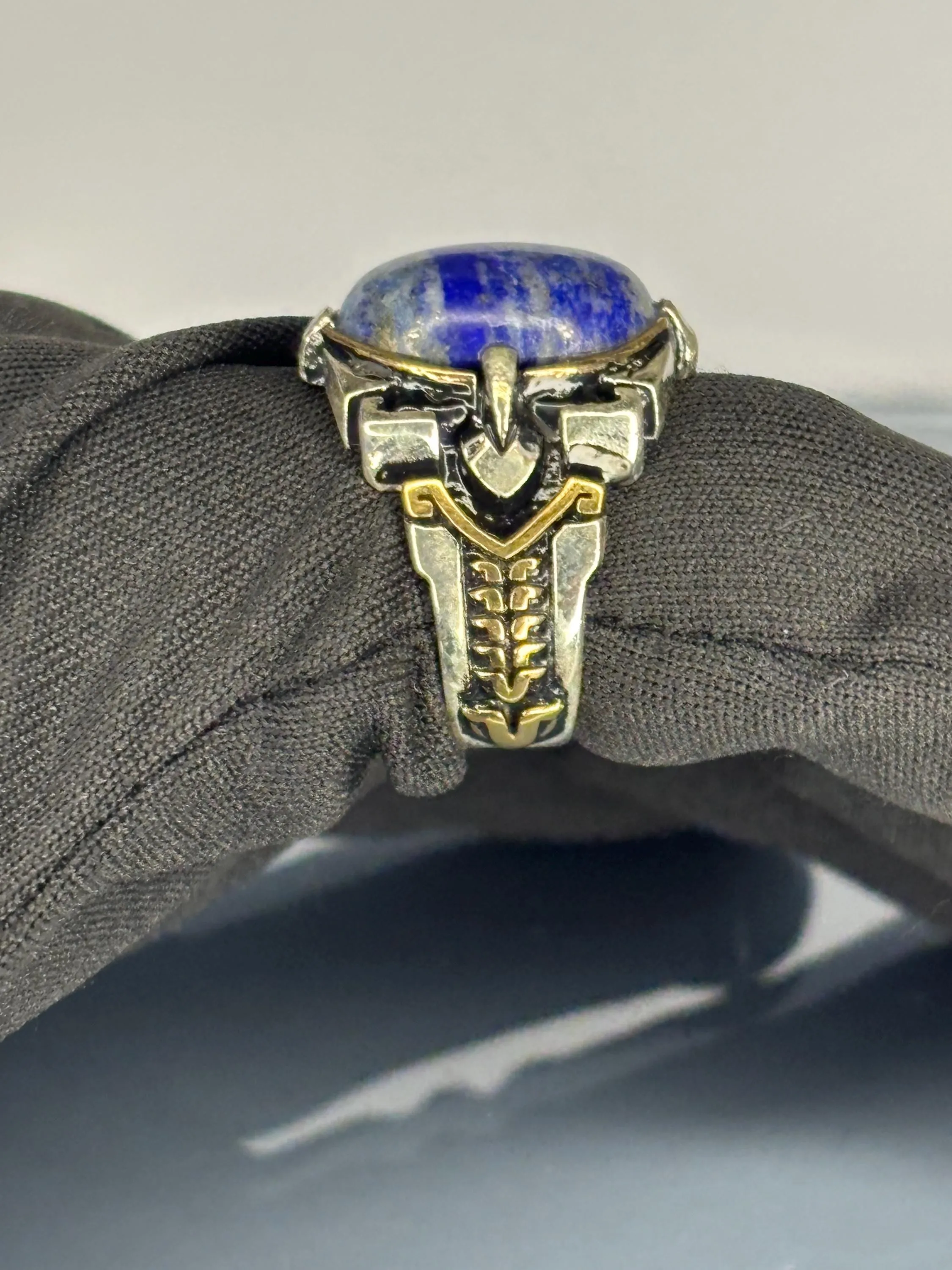 Turkish Handmade Jewelry 925 Sterling Silver Sodalite Stone Men's Rings