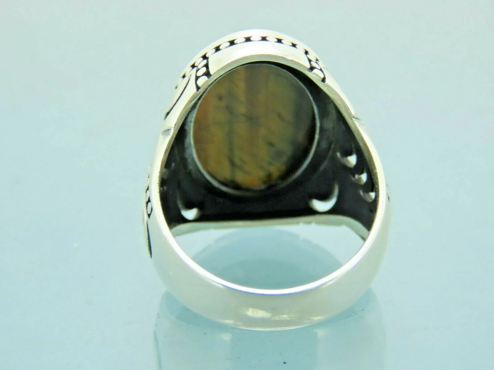 Turkish Handmade Jewelry 925 Sterling Silver Tiger's Eye Stone Mens Rings