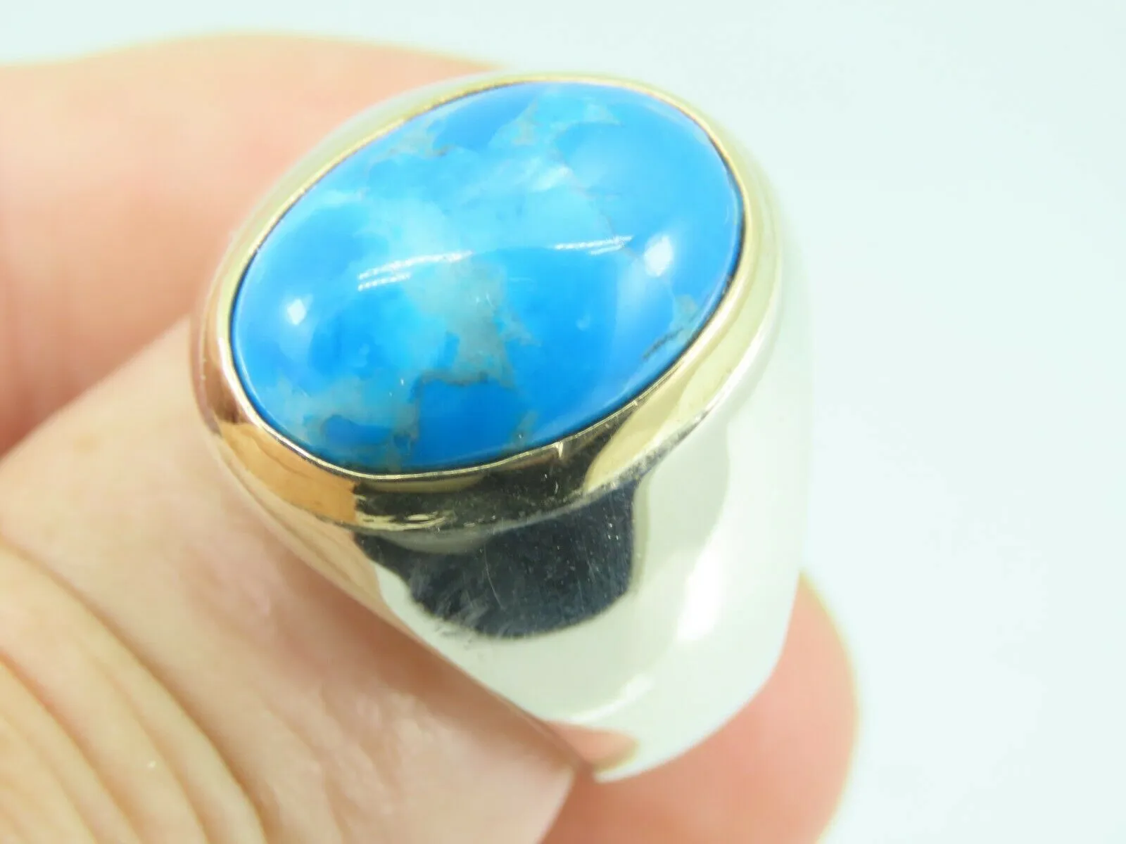 Turkish Handmade Jewelry 925 Sterling Silver Turquoise Stone Mens Rings