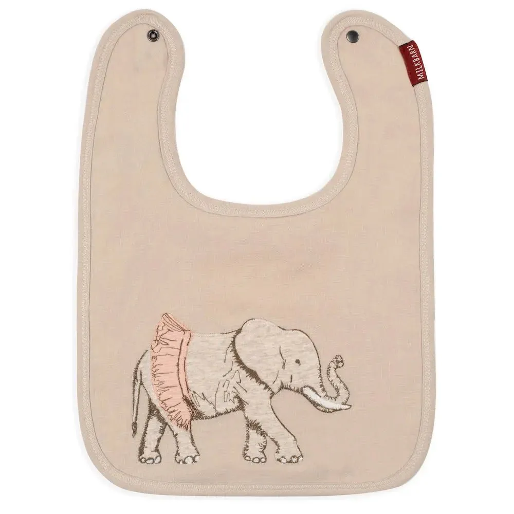 Tutu Elephant Linen Two-Layer Bib