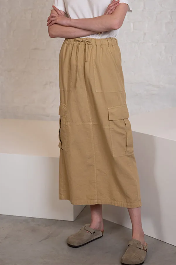 VICKY BEIGE LINEN LONG SKIRT