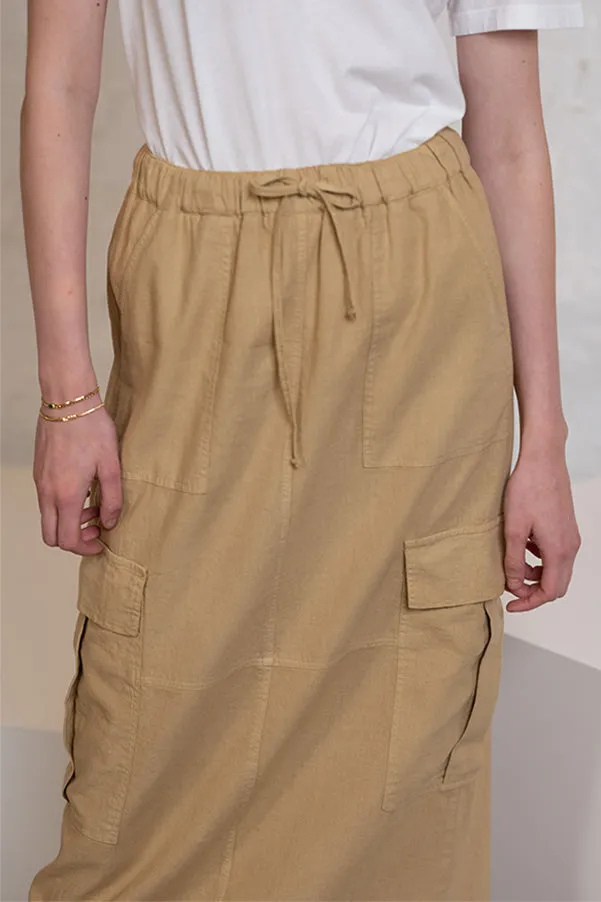 VICKY BEIGE LINEN LONG SKIRT