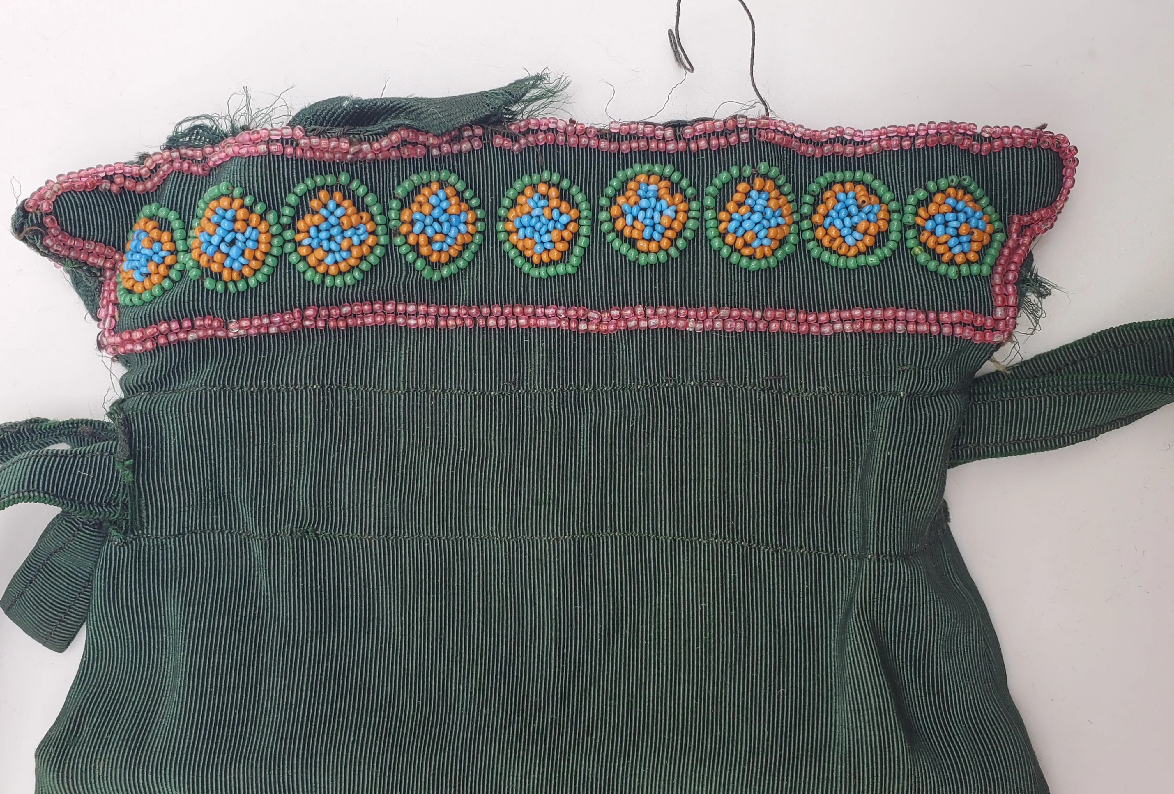 Vintage Handmade Beaded Drawstring Purse - AS IS