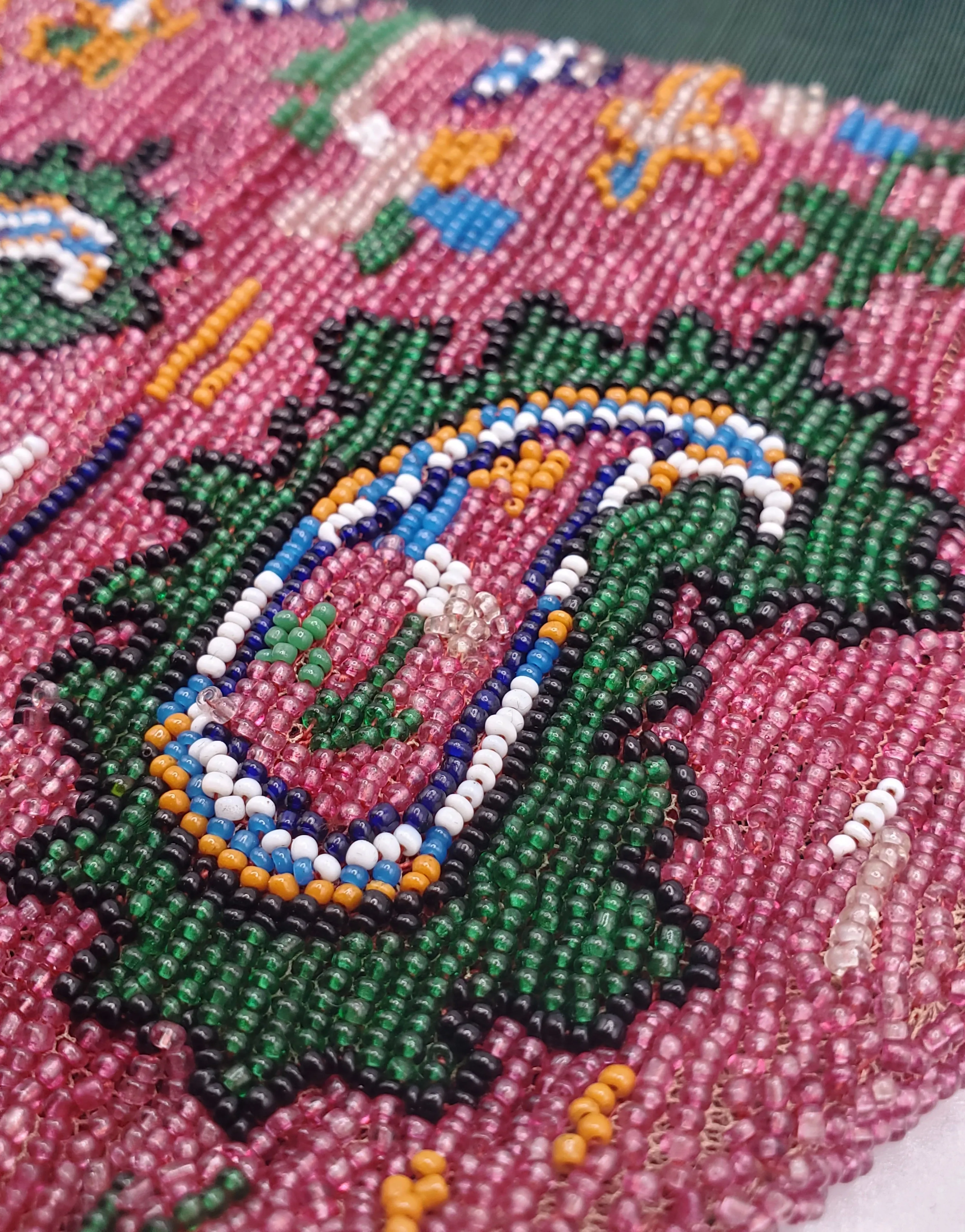Vintage Handmade Beaded Drawstring Purse - AS IS
