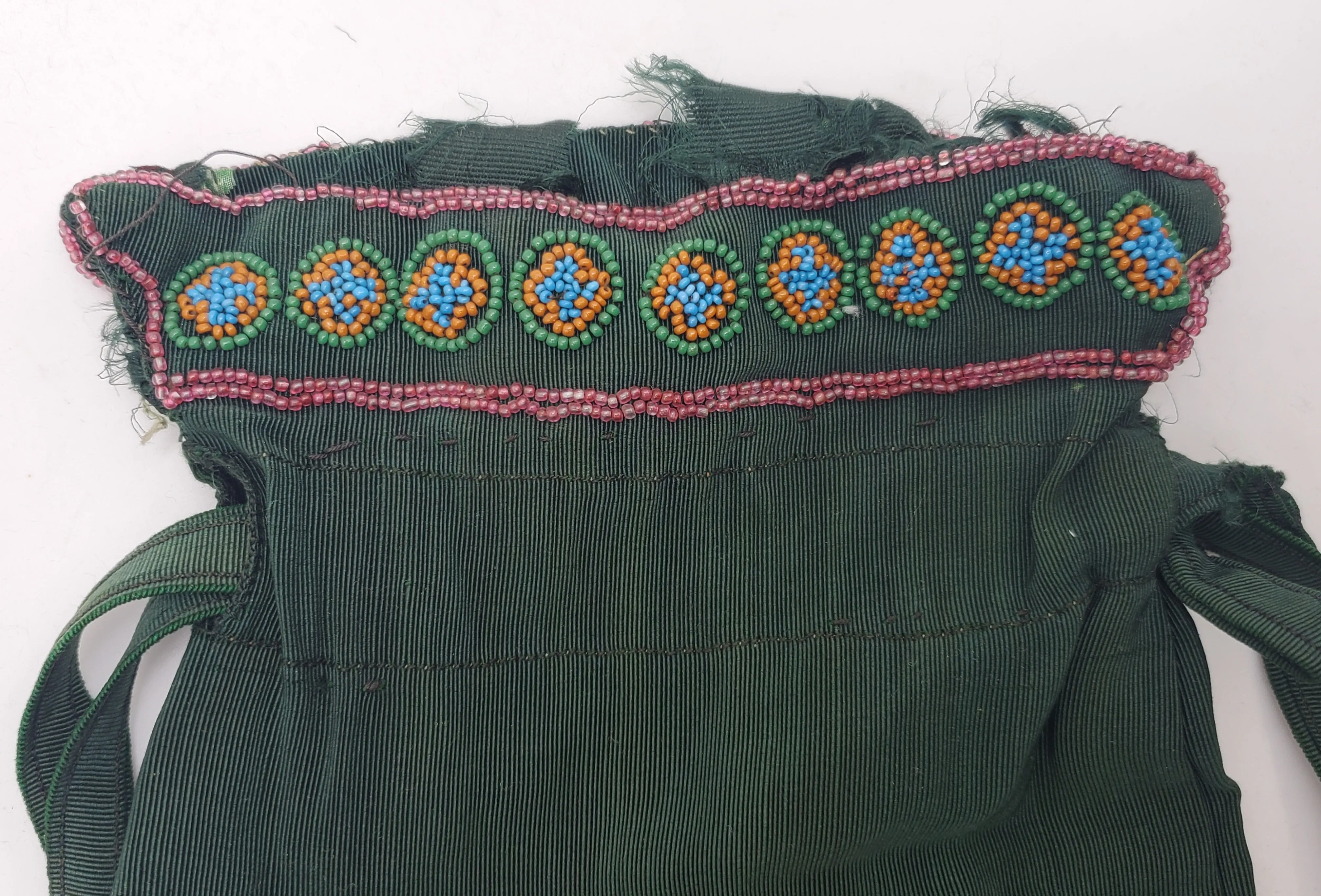 Vintage Handmade Beaded Drawstring Purse - AS IS