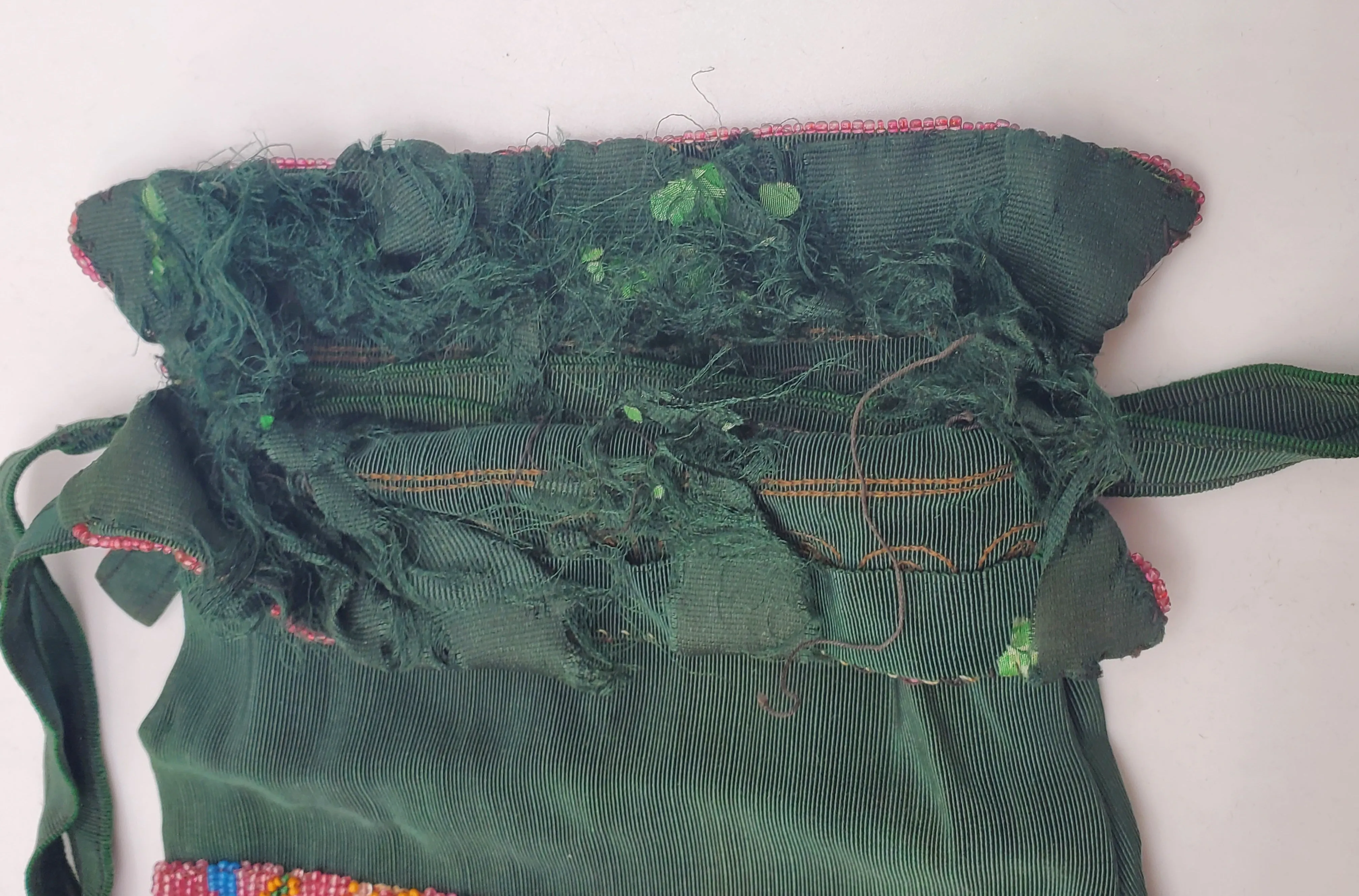 Vintage Handmade Beaded Drawstring Purse - AS IS