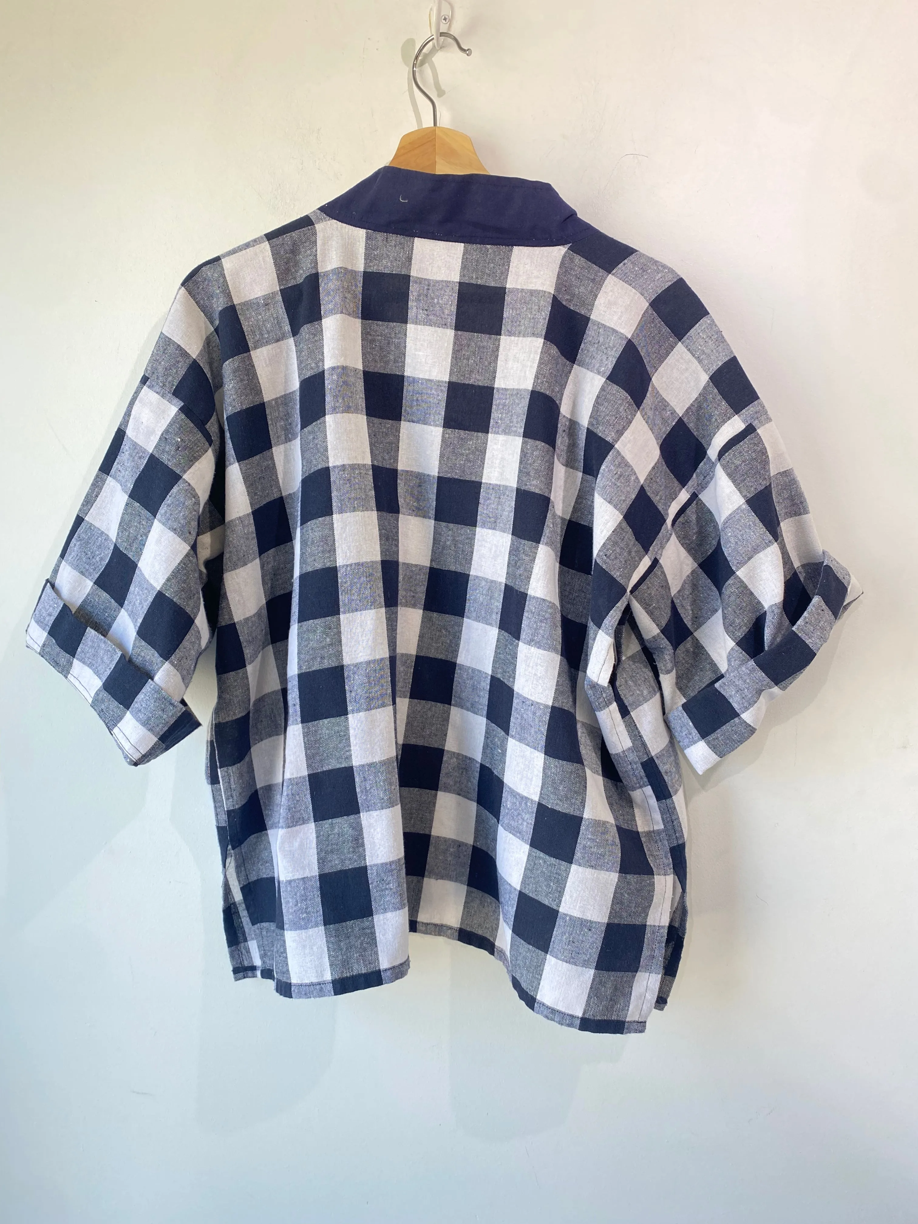 Vintage Navy & White Gingham Cardigan