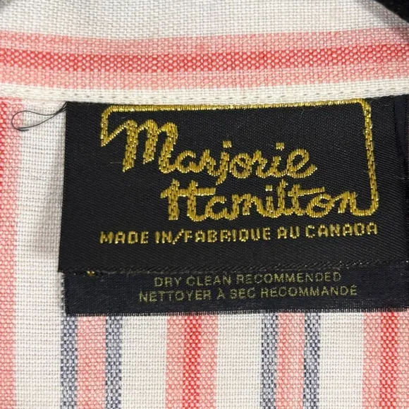 Vintage Striped Linen Blazer Pink White Blue Pastel Preppy Coastal Size Medium