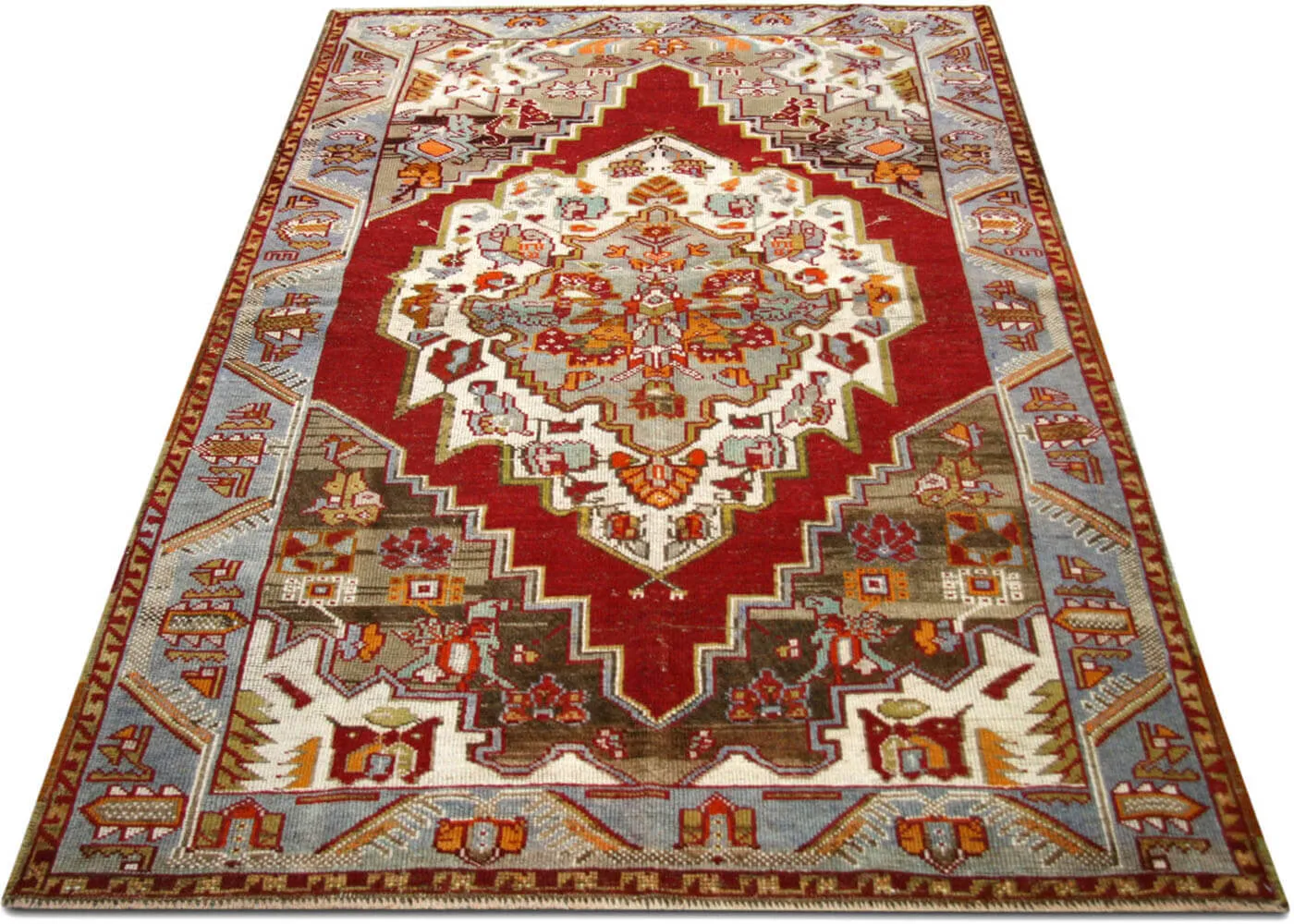 Vintage Turkish Oushak Rug - 4'2" x 5'11"
