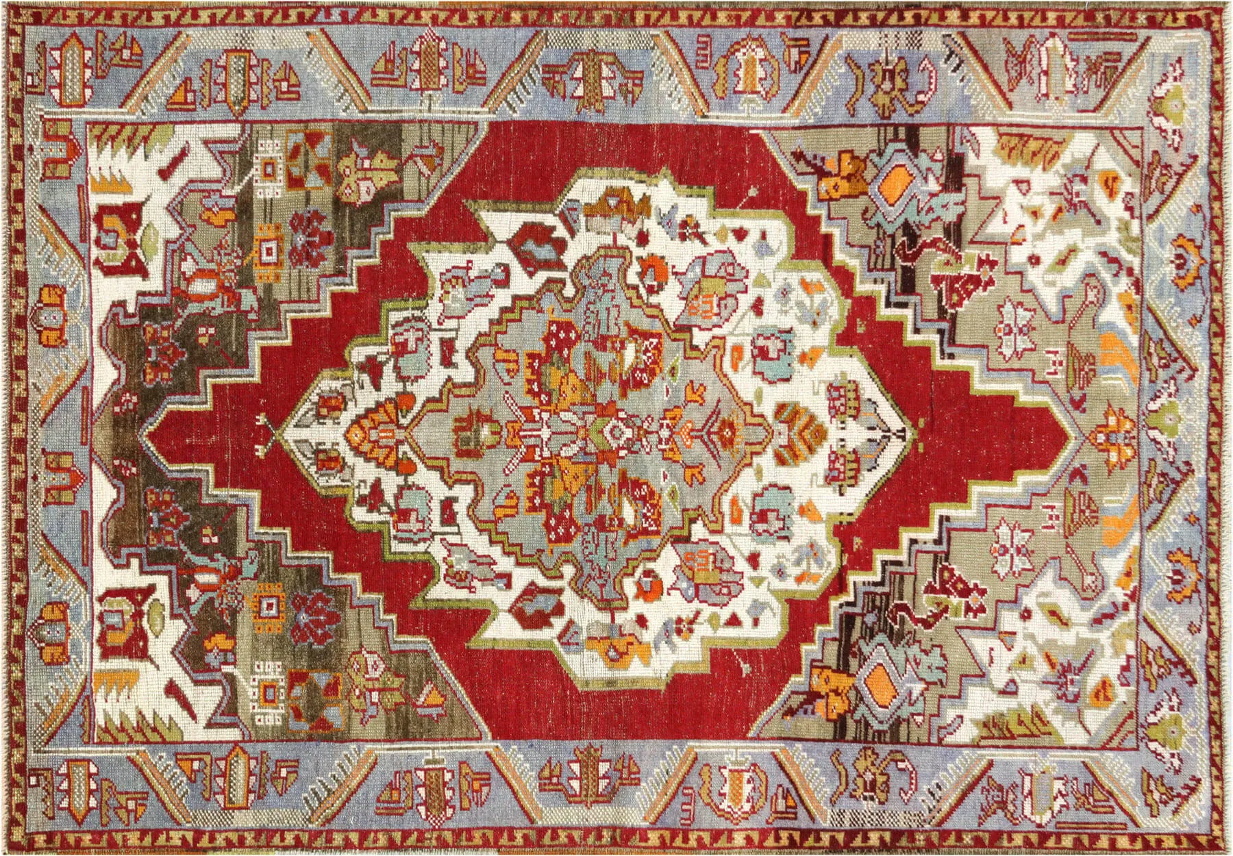 Vintage Turkish Oushak Rug - 4'2" x 5'11"