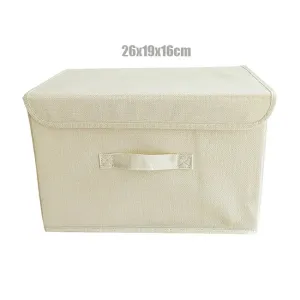 Washable Cotton Linen Storage Box With Lid for Clothes Socks Toys Snacks Sundries Stuff Organizer Cosmetics Storage Basket
