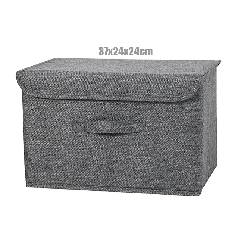 Washable Cotton Linen Storage Box With Lid for Clothes Socks Toys Snacks Sundries Stuff Organizer Cosmetics Storage Basket
