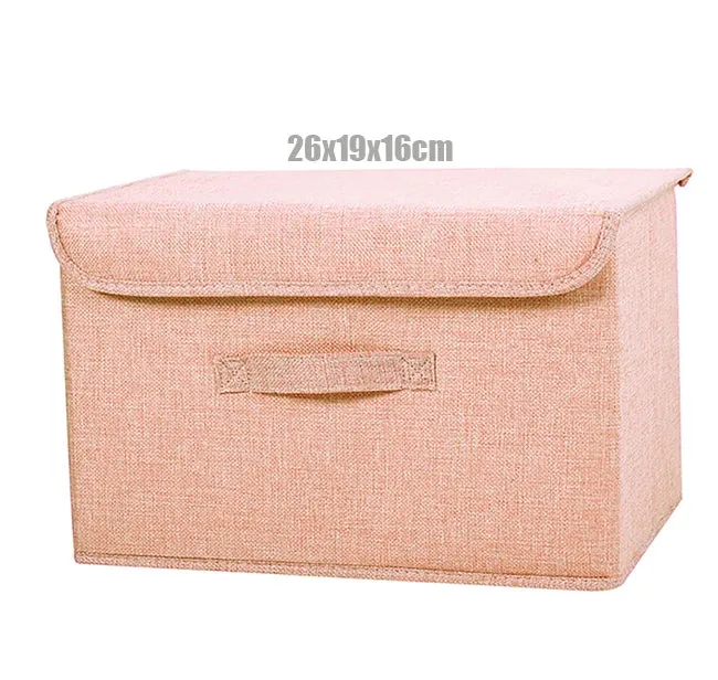 Washable Cotton Linen Storage Box With Lid for Clothes Socks Toys Snacks Sundries Stuff Organizer Cosmetics Storage Basket