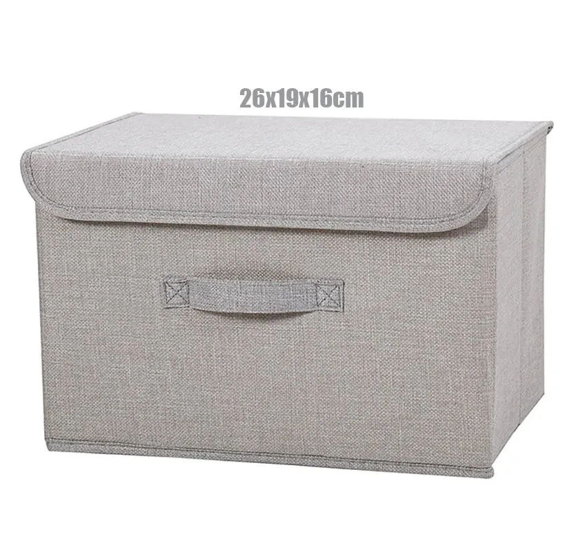 Washable Cotton Linen Storage Box With Lid for Clothes Socks Toys Snacks Sundries Stuff Organizer Cosmetics Storage Basket