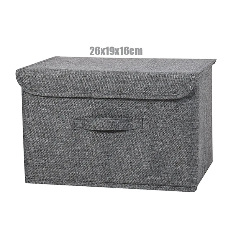 Washable Cotton Linen Storage Box With Lid for Clothes Socks Toys Snacks Sundries Stuff Organizer Cosmetics Storage Basket