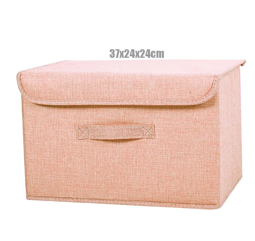 Washable Cotton Linen Storage Box With Lid for Clothes Socks Toys Snacks Sundries Stuff Organizer Cosmetics Storage Basket