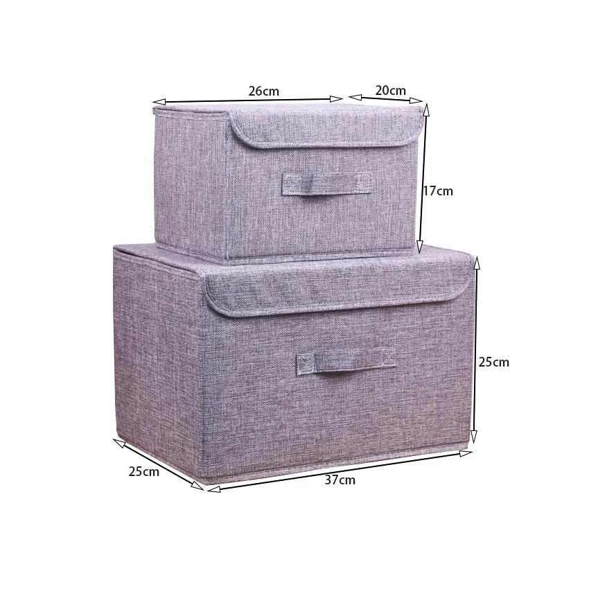 Washable Cotton Linen Storage Box With Lid for Clothes Socks Toys Snacks Sundries Stuff Organizer Cosmetics Storage Basket