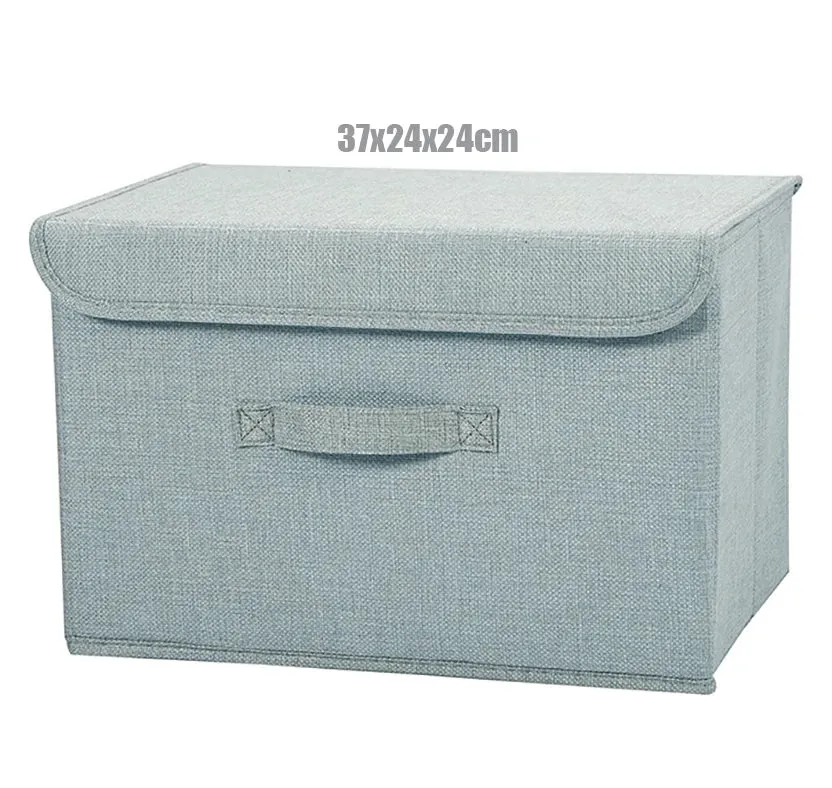 Washable Cotton Linen Storage Box With Lid for Clothes Socks Toys Snacks Sundries Stuff Organizer Cosmetics Storage Basket
