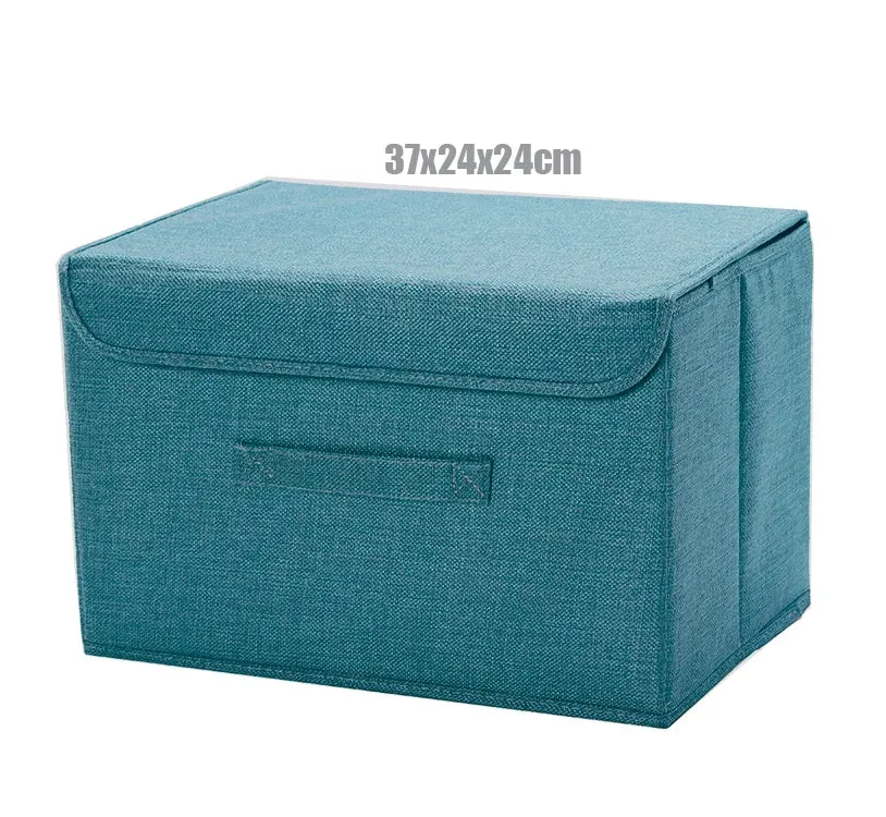 Washable Cotton Linen Storage Box With Lid for Clothes Socks Toys Snacks Sundries Stuff Organizer Cosmetics Storage Basket