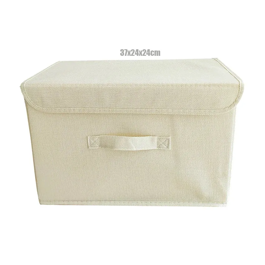 Washable Cotton Linen Storage Box With Lid for Clothes Socks Toys Snacks Sundries Stuff Organizer Cosmetics Storage Basket