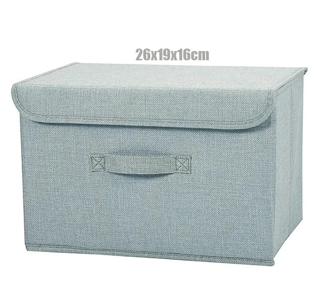Washable Cotton Linen Storage Box With Lid for Clothes Socks Toys Snacks Sundries Stuff Organizer Cosmetics Storage Basket